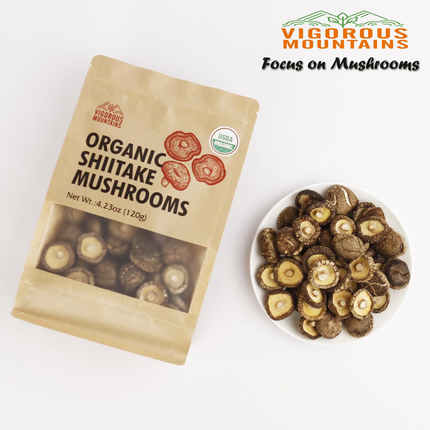 USDA Organic Dried Shiitake Mushrooms - Healthy Vegan Mushroom Chips Snack for Weight Loss & Keto Diet | Perfect for On-the-Go, Movie Nights & Camping Trips