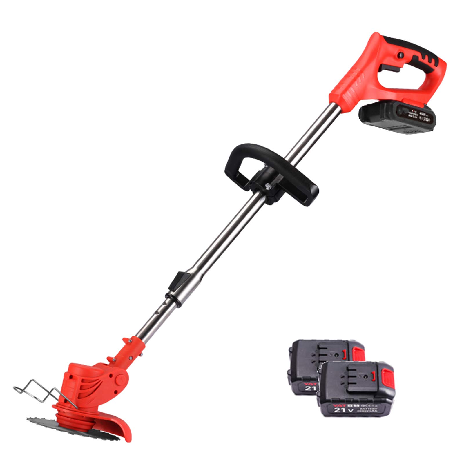 DUNN 21V Cordless String Trimmer & Edger - Electric Weed Eater with 2.0AH Battery & Charger, Adjustable Length & 80° Angle, Lightweight for Easy Lawn Care - Perfect for Trimming Grass, Edging Walkways & Maintaining Yards