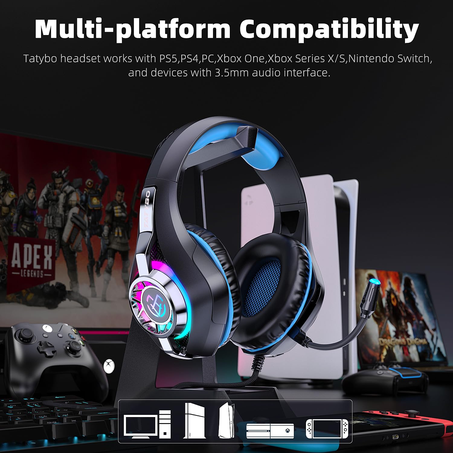 Best Gaming Headset for PC, PS5, Nintendo Switch & Mobile - Noise Cancelling Microphone & Deep Bass Stereo Sound - Perfect for Online Gaming, Streaming & Voice Chat