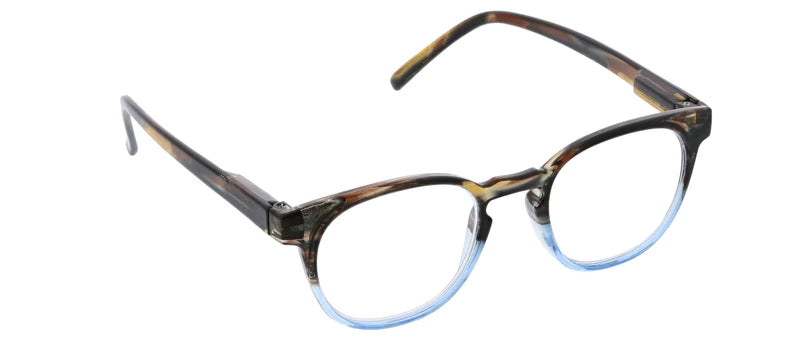 Peepers Dynomite Blue/Brown Reading Glasses - Stylish & Comfortable for Reading, Computer Use & Crafts