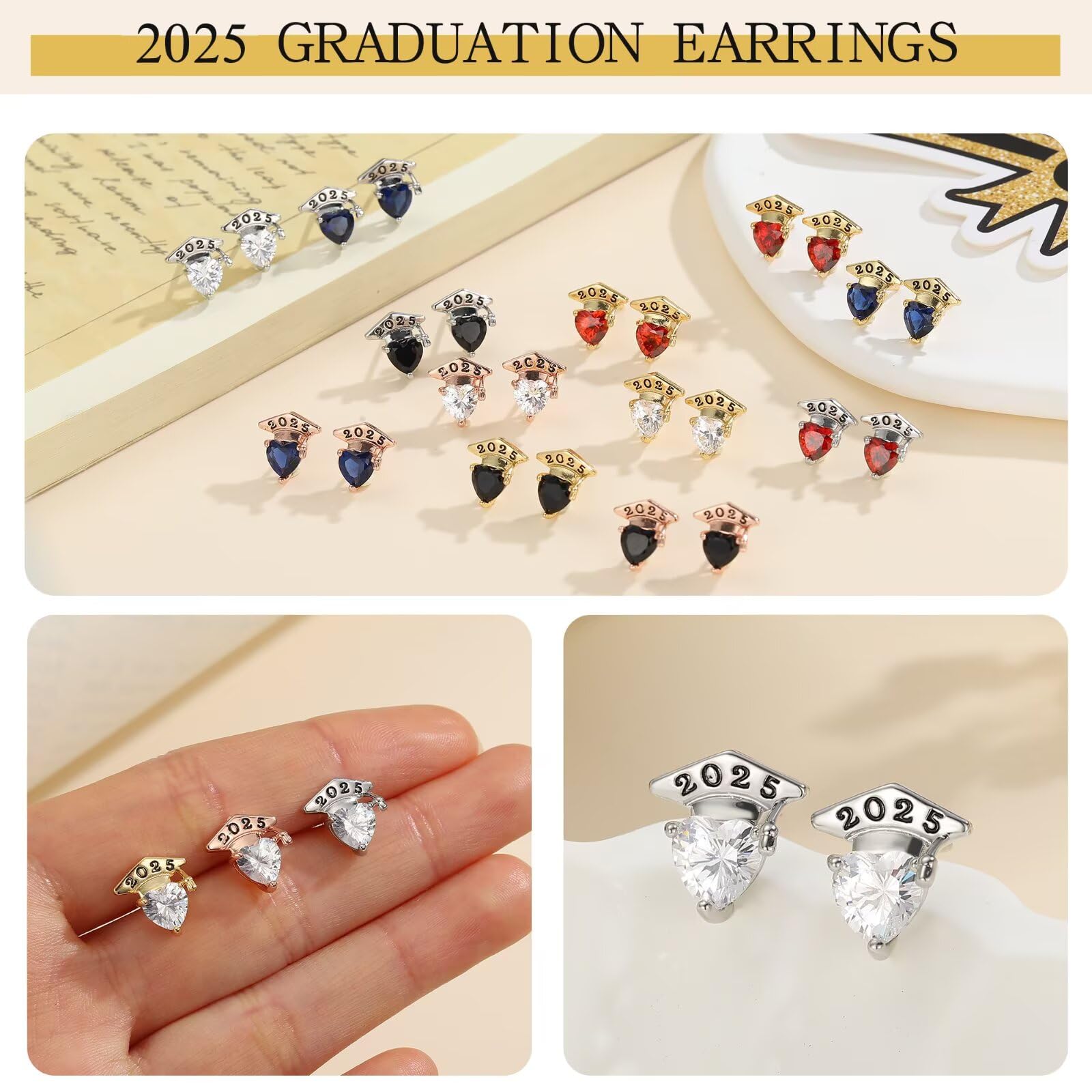 Hypoallergenic S925 Sterling Silver Heart Stud Earrings with Cubic Zirconia - Perfect Graduation Gift for Women 2025 | Sensitive Ear Friendly Jewelry for College Graduates, Birthday & Special Occasions