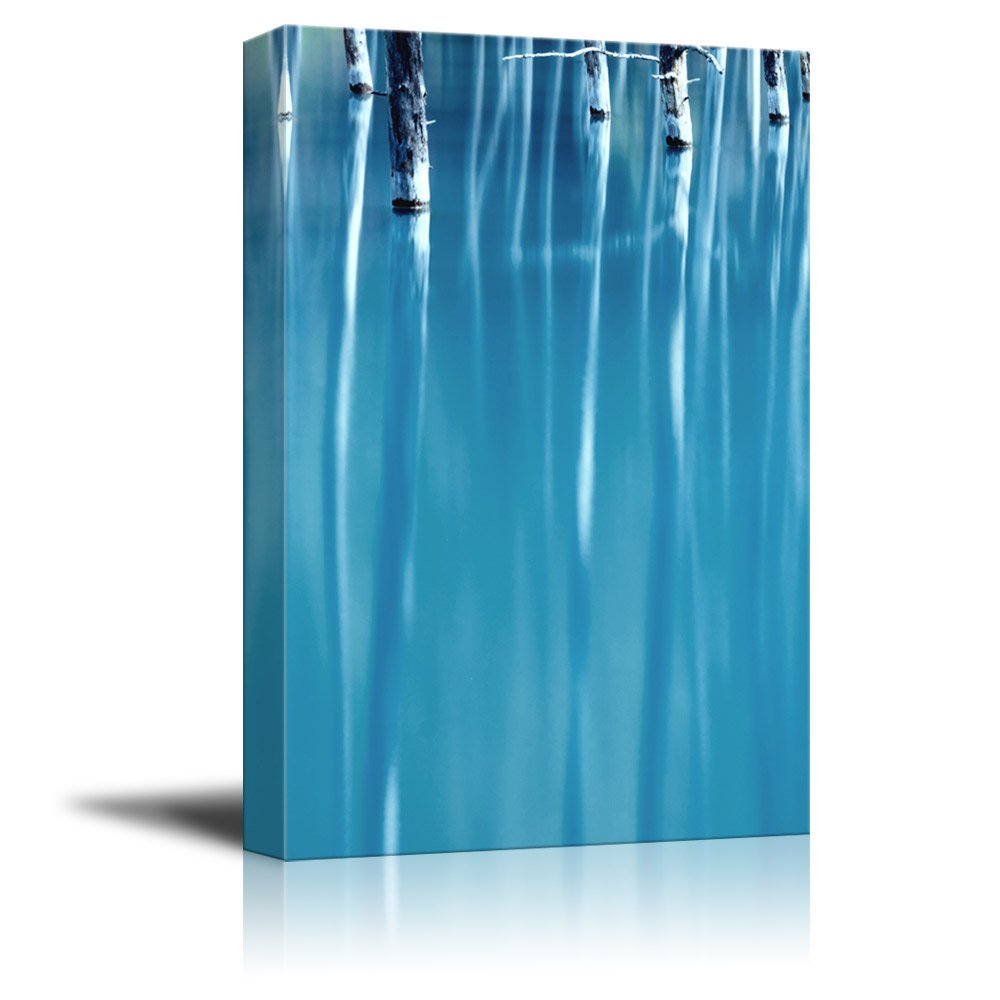 Wall26 Canvas Wall Art - Blue Water Abstract Trees Oil Painting Style Giclee Print - Modern Gallery Wrap Ready to Hang Home Decor - 32x48 Inches - Perfect for Living Room, Bedroom & Office Wall Decor