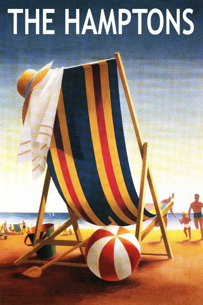 Signed The Hamptons New York Beach Chair & Ball 69321 Art Print (24x36) - Coastal Wall Decor, Beach House Poster, Living Room & Office Artwork