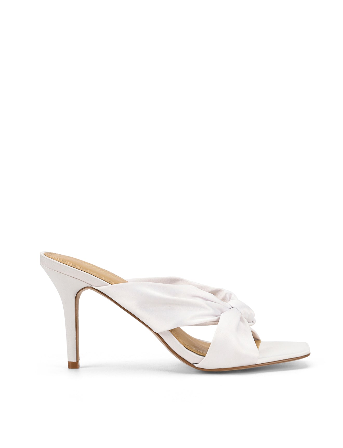 Nicola Satin Knot Mules - Ivory White Satin Slides for Women | Comfortable & Stylish Summer Shoes for Casual Outings, Beach Walks, and Date Nights