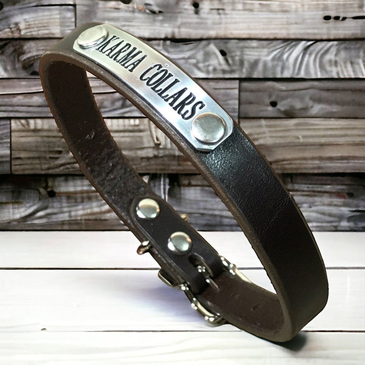 5/8 Inch Wide Basic Leather Dog Collar with Engraved Nameplate - Durable & Adjustable Pet Collar for Small to Medium Dogs - Perfect for Daily Walks, Training & ID Tag Display