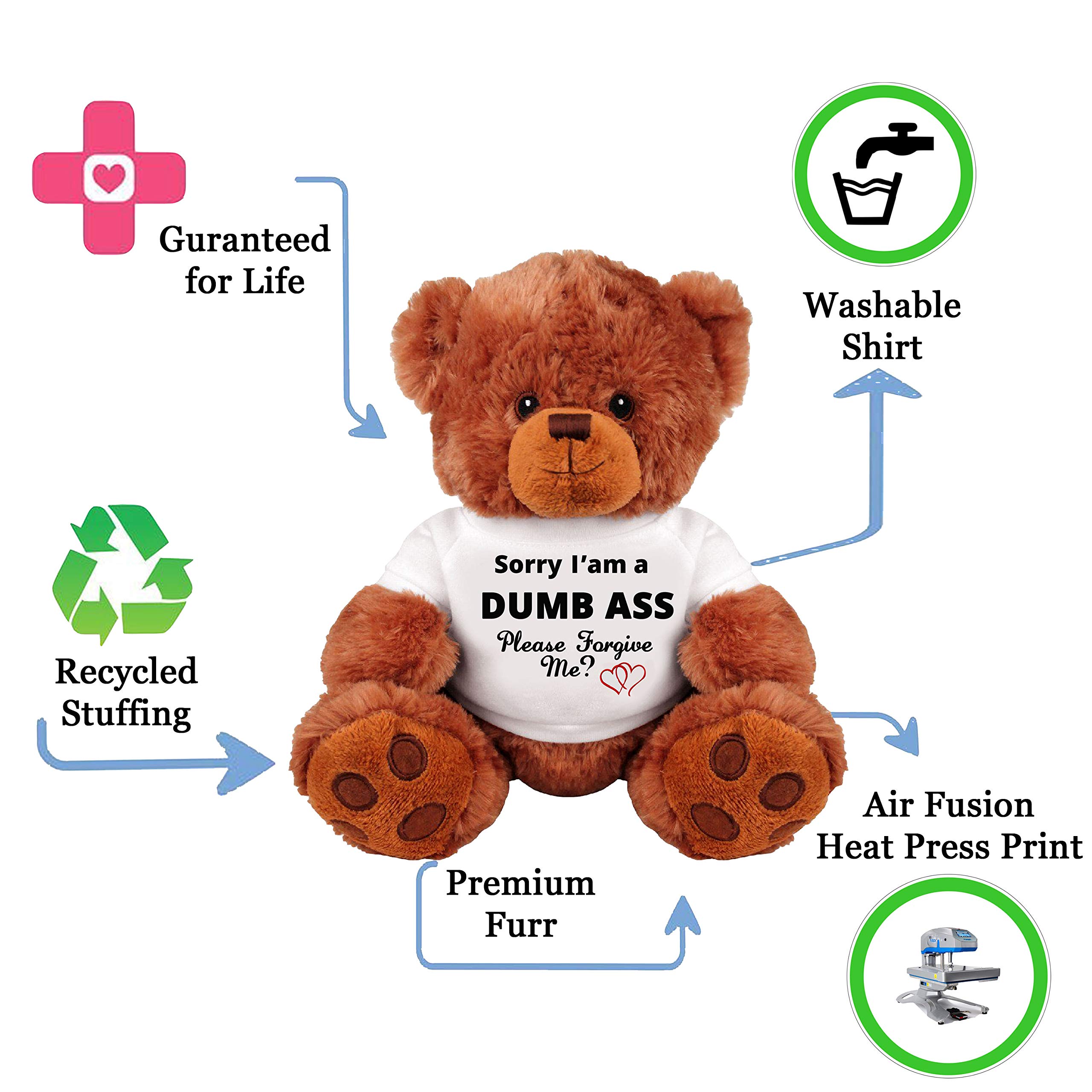 Funny 'Sorry and Forgive Me' Teddy Bear Couple Gift - Medium Plush Stuffed Animal for Apology, Anniversary & Romantic Occasions