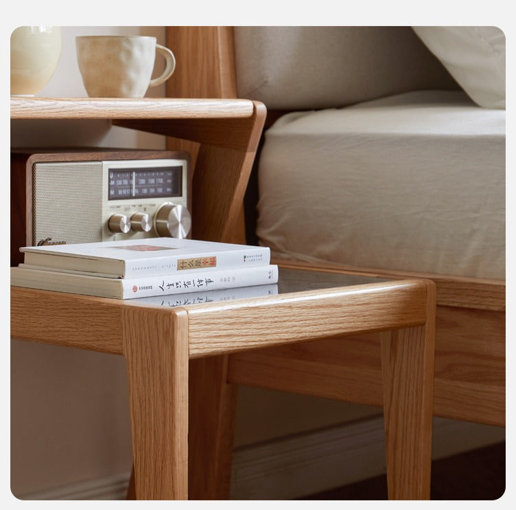 Solid Oak Wood Nightstand - Sturdy Bedside Table with Drawer for Bedroom, Living Room, or Office - Perfect for Storage and Decor