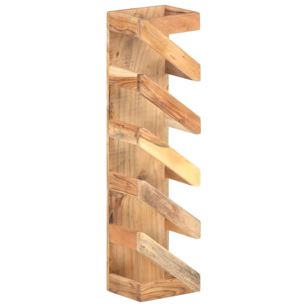 CHARMMA 5-Bottle Wine Rack - Solid Acacia Wood Wall Mounted Wine Storage for Kitchen, Dining Room & Bar Decor