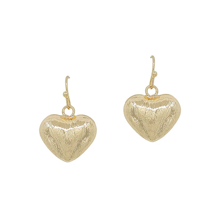 Textured Puff Heart Earrings for Women - Trendy 3D Soft Faux Pearl Drop Dangle Earrings - Perfect for Valentine's Day, Date Night & Special Occasions