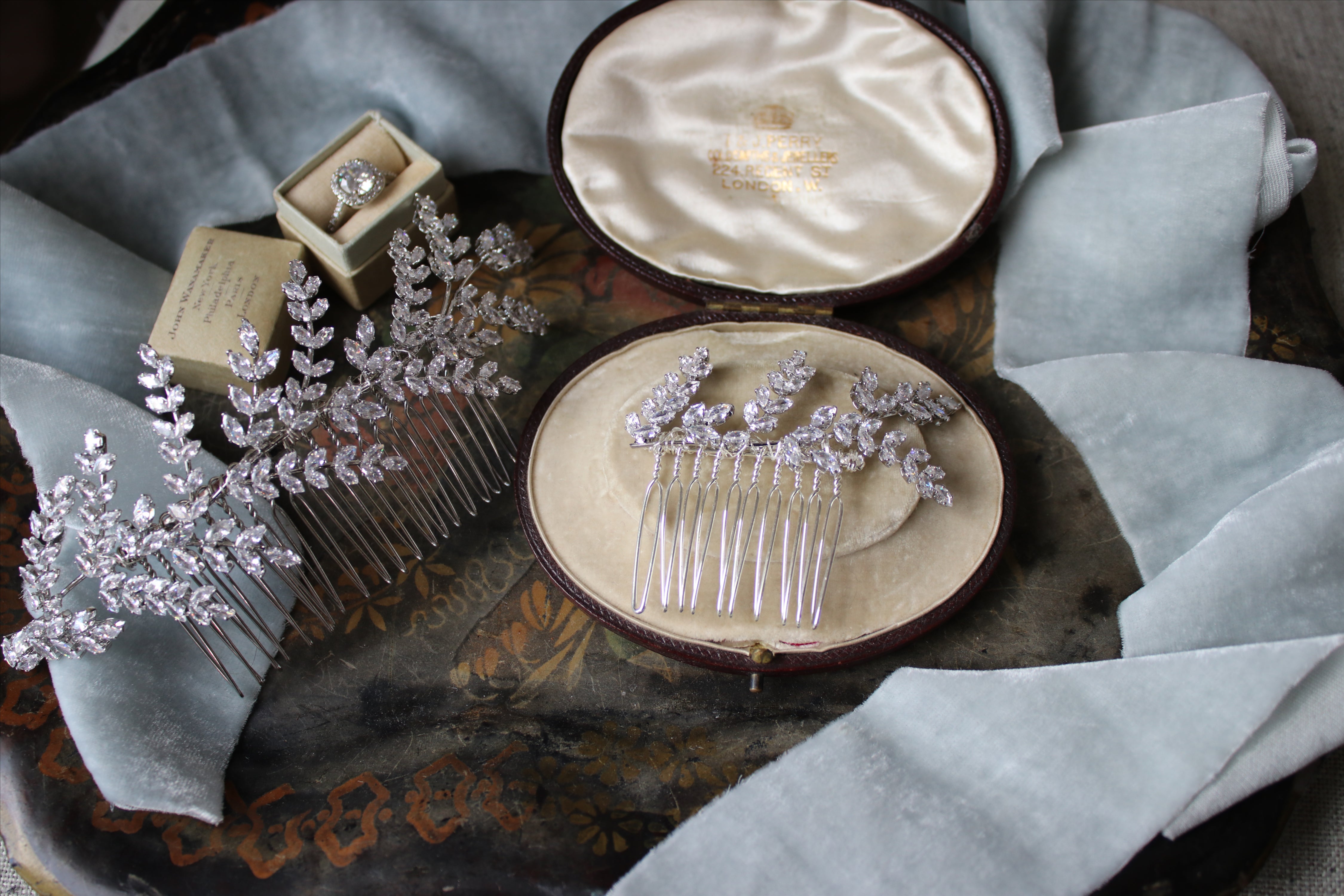 CLARA BELLA Simulated Diamond Hair Comb Set - Elegant Bridal & Wedding Accessories for Women, Perfect for Special Occasions & Formal Events