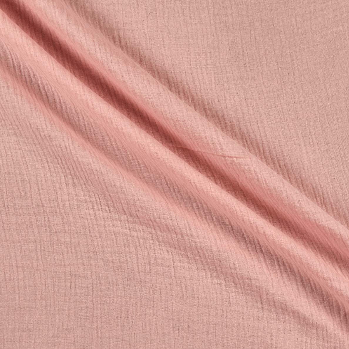 Soft Double Gauze Blush Pink Fabric by the Yard - Breathable & Lightweight Cotton Material for Baby Clothes, Summer Dresses & DIY Sewing Projects