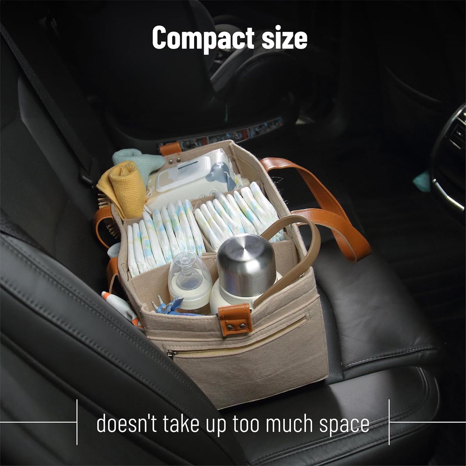Large Capacity Felt Diaper Organizer Bag - Baby Travel Storage & Diaper Caddy for Moms | Perfect for On-the-Go Parenting, Daycare, and Family Trips