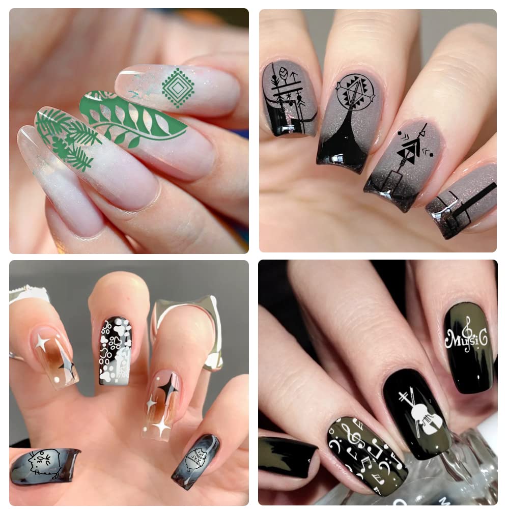 Biutee 8-Piece Nail Stamping Plates Set with 10 Nail Art Templates & Stamper - Rose Flower Animal Designs for Valentine's Day - Perfect for DIY Gel Polish Manicures at Home or Salon