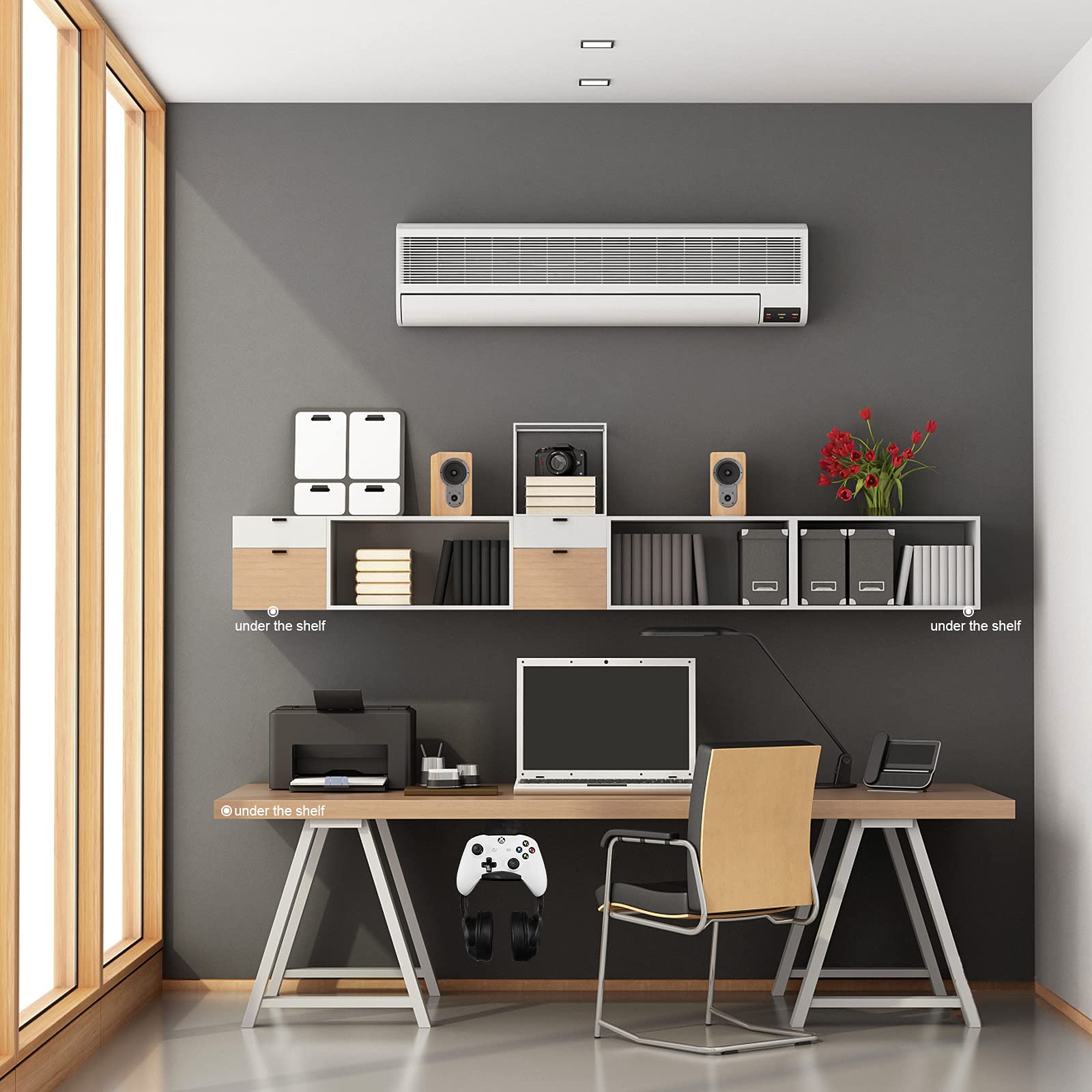Universal Game Controller Holder - Under Desk Dual Gamepad Mount for Xbox One, Series X, PS5, PS4, PS3 & Nintendo Switch - Perfect for Gaming Setup & Organization