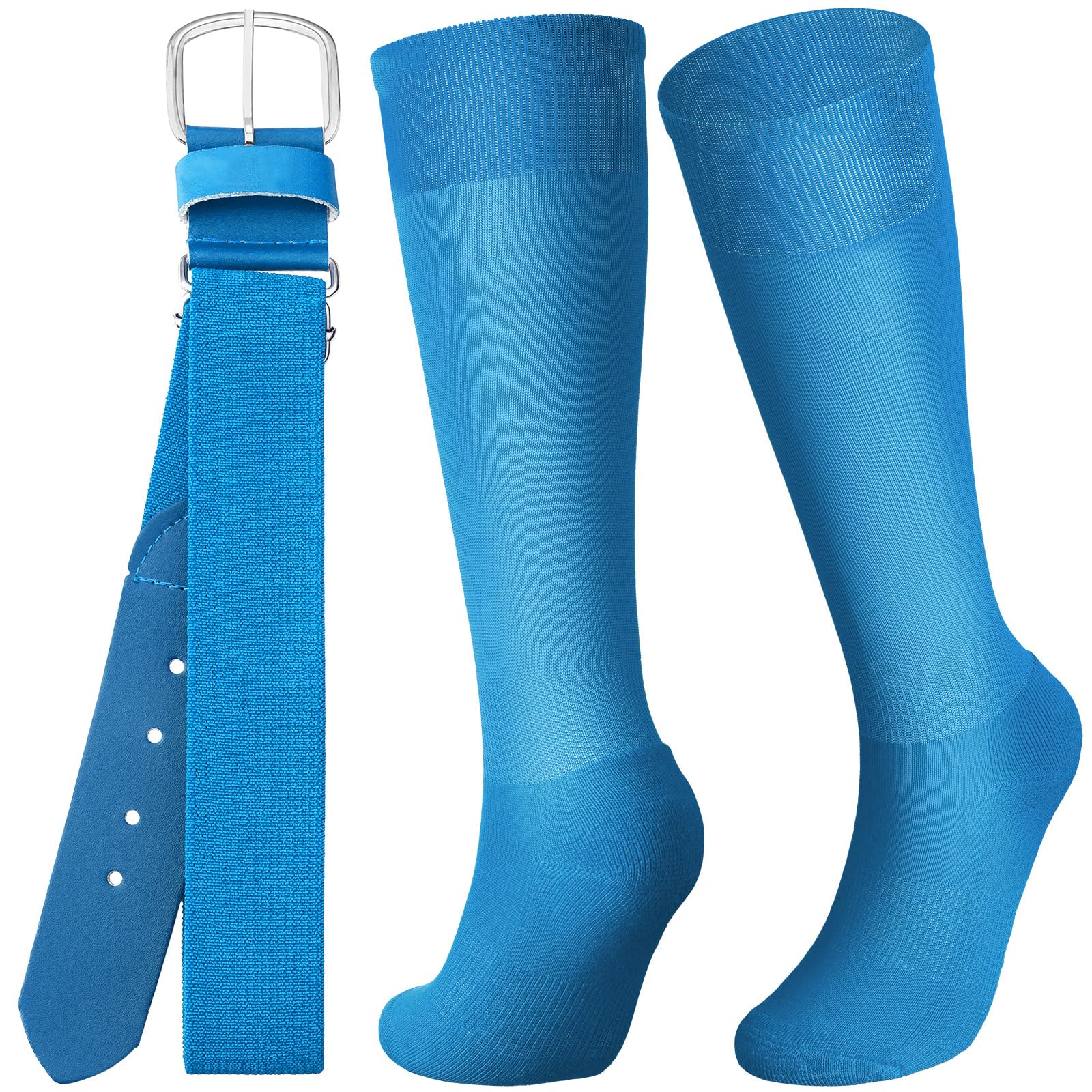 Zhanmai Adjustable Baseball Belt & Softball Socks Combo - Elastic Waistband for Youth Boys/Girls & Adults - Perfect for Baseball Games, Practice & Team Uniforms