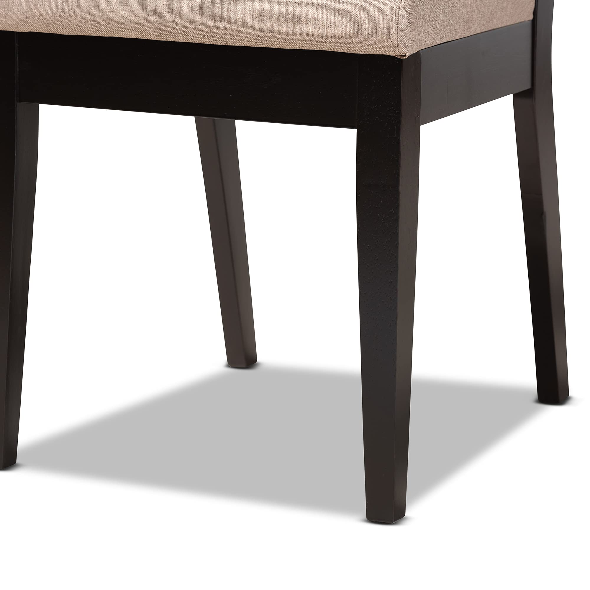 Baxton Studio Gideon 2-Piece Dining Chair Set - Sand Fabric Upholstered with Dark Brown Wood Finish - Modern Kitchen & Dining Room Chairs for Home Decor