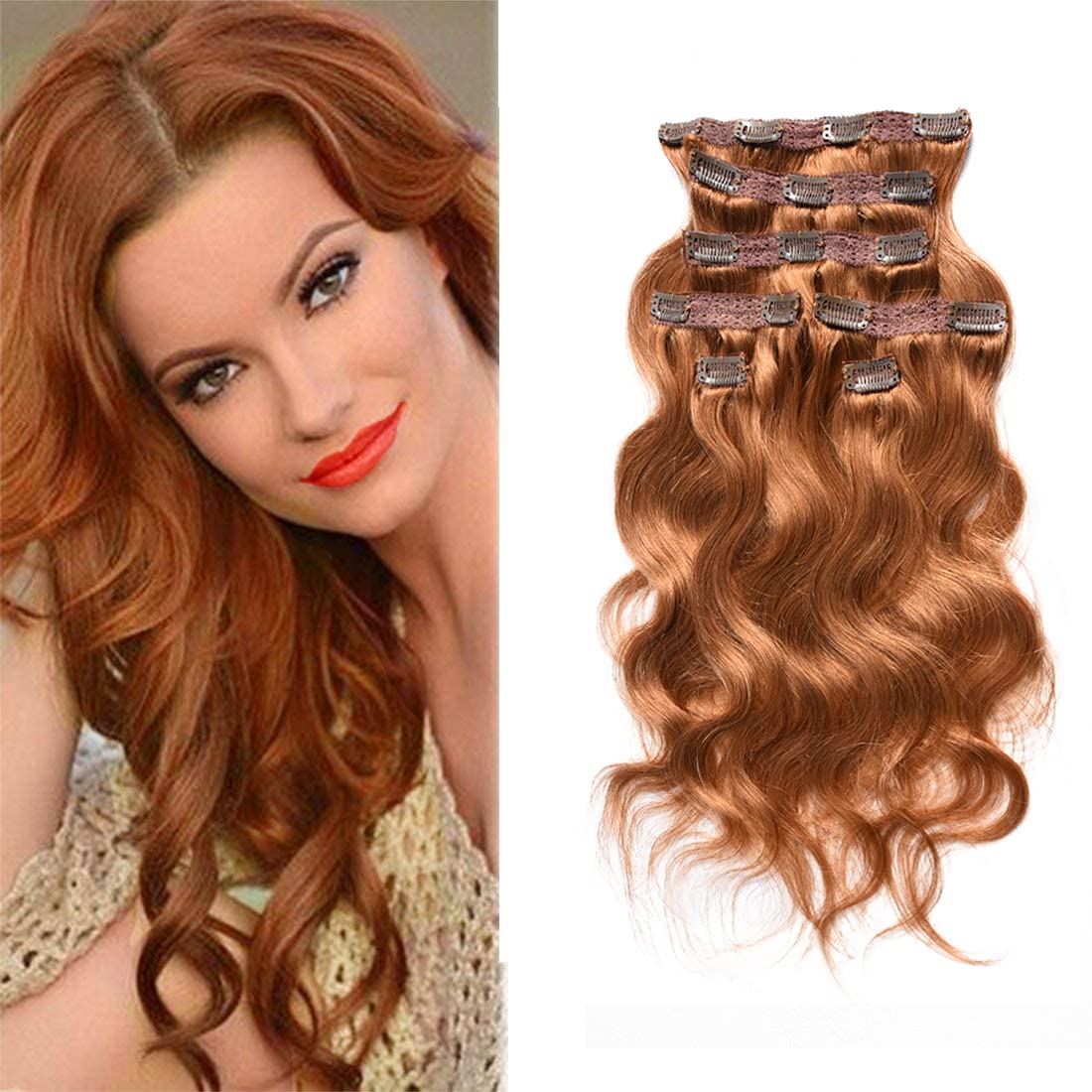 Brazilian Virgin Human Hair Clip-In Extensions 20