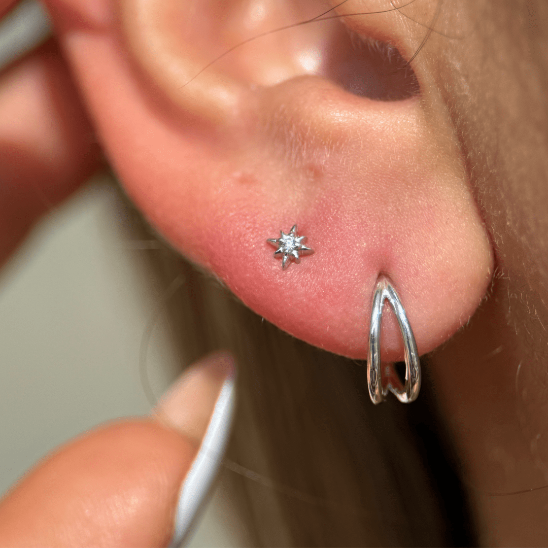 14k White Gold Gemstone Starburst Flat Back Stud Earrings - Elegant & Dainty Jewelry for Women, Perfect for Parties, Weddings & Everyday Wear