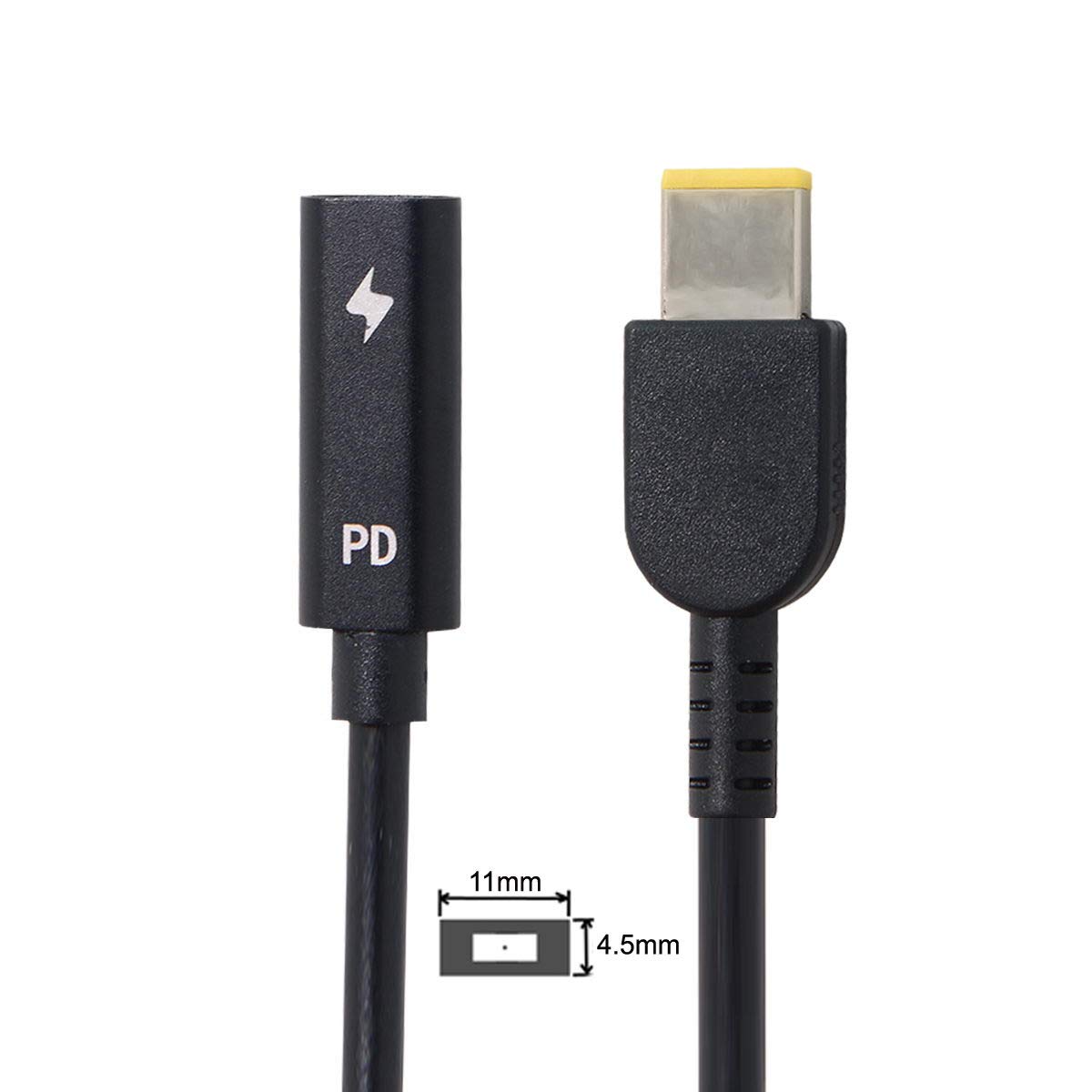 USB-C to Rectangle 11.0x4.5mm Power Plug PD Emulator Cable for Lenovo ThinkPad X1 Carbon - Fast Charging Adapter for Laptops, Office & Travel Use