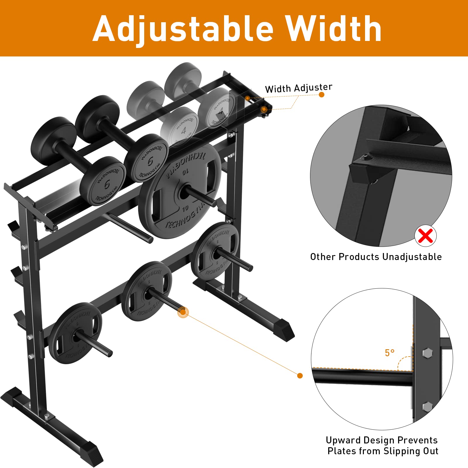 UBOWAY Compact Dumbbell Rack Stand - Heavy Duty Weight Storage Organizer for Dumbbells, Olympic Barbells & Weight Plates | Perfect for Home Gym Strength Training & Fitness Workouts | Space-Saving Exercise Equipment for Garage, Basement & Small Spaces