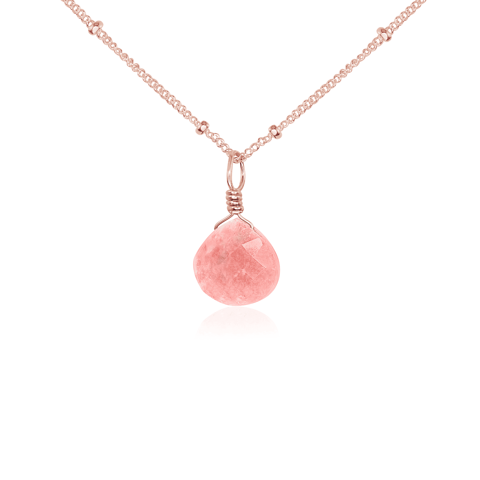 Tiny Pink Peruvian Opal Teardrop Crystal Pendant Necklace - Dainty Gemstone Jewelry for Women - Perfect for Everyday Wear, Date Nights & Special Occasions