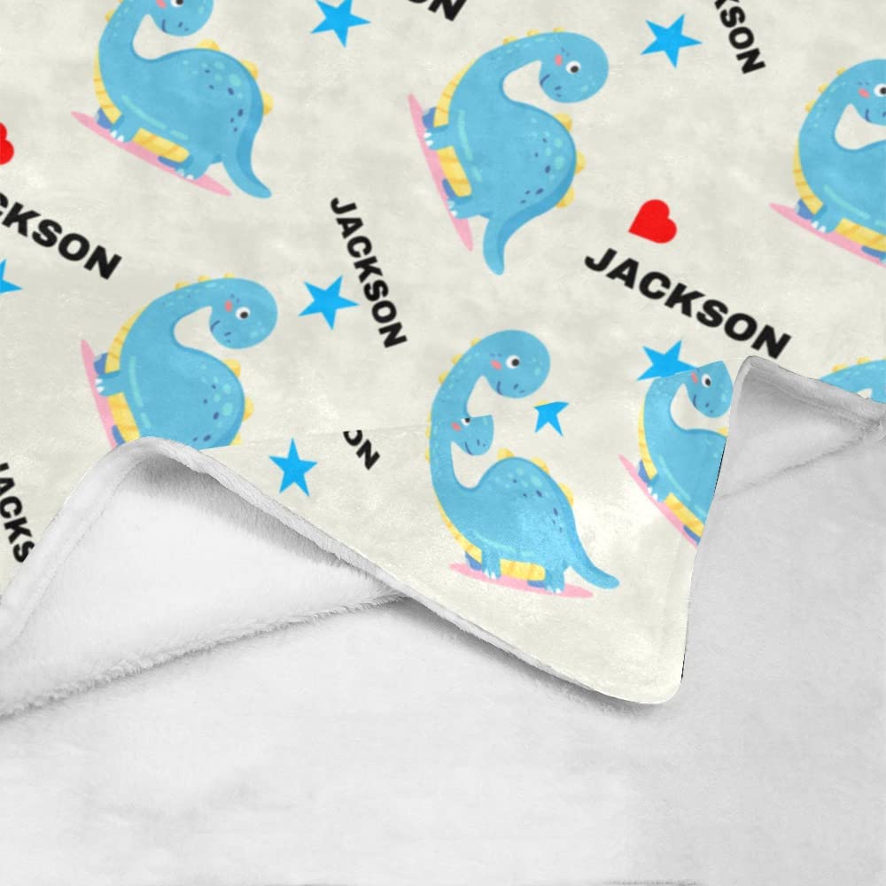 Custom Personalized Baby Blanket with Name - Dinosaur Themed Baby Boy Blanket for Newborn Gifts | Soft & Cozy Nursery Blanket for Crib, Stroller & Photo Shoots
