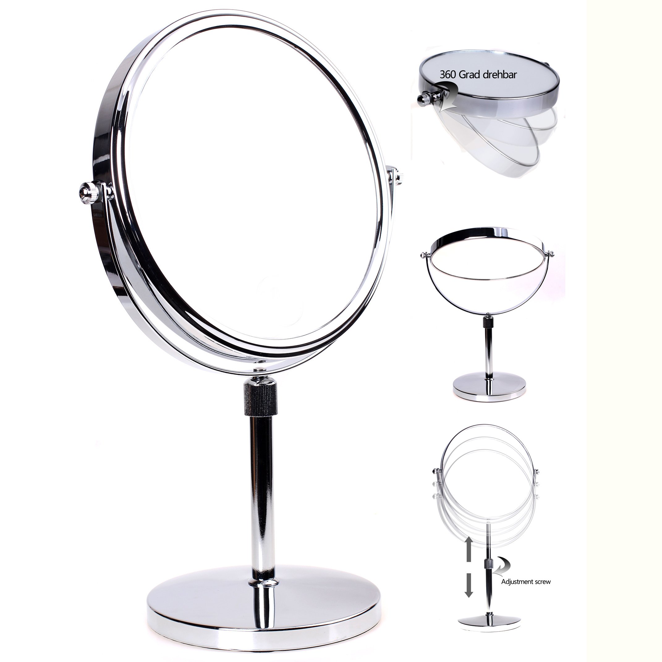 10x Magnifying Makeup Mirror with Adjustable Double-Sided Design - 8 Inch Bathroom & Vanity Mirror for Shaving, Cosmetics & Skincare - Chrome Finish (KXD3114) - Perfect for Home, Salon & Travel Use