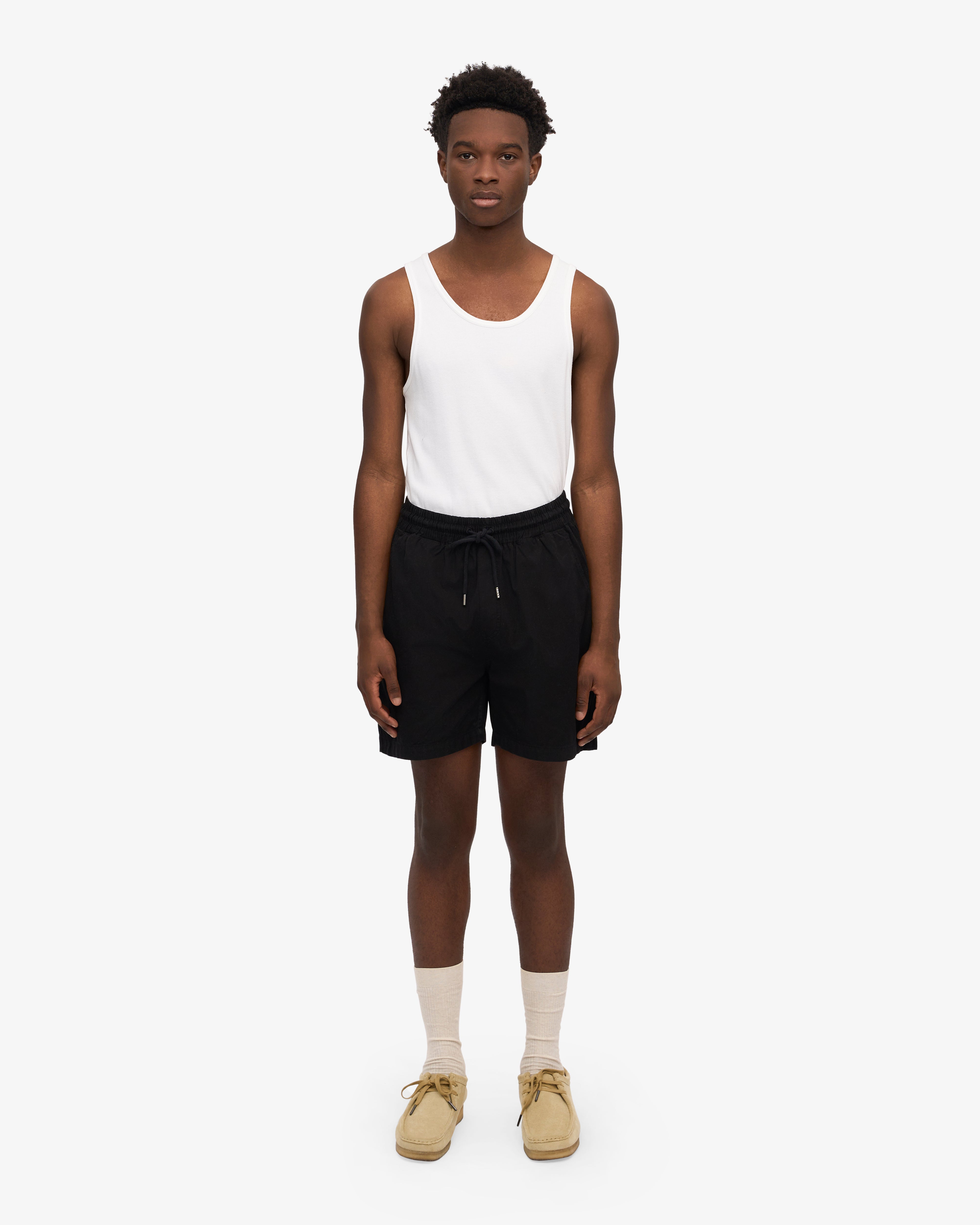 Organic Cotton Twill Shorts for Men & Women - Deep Black - Comfortable Casual Wear for Summer, Travel & Outdoor Activities