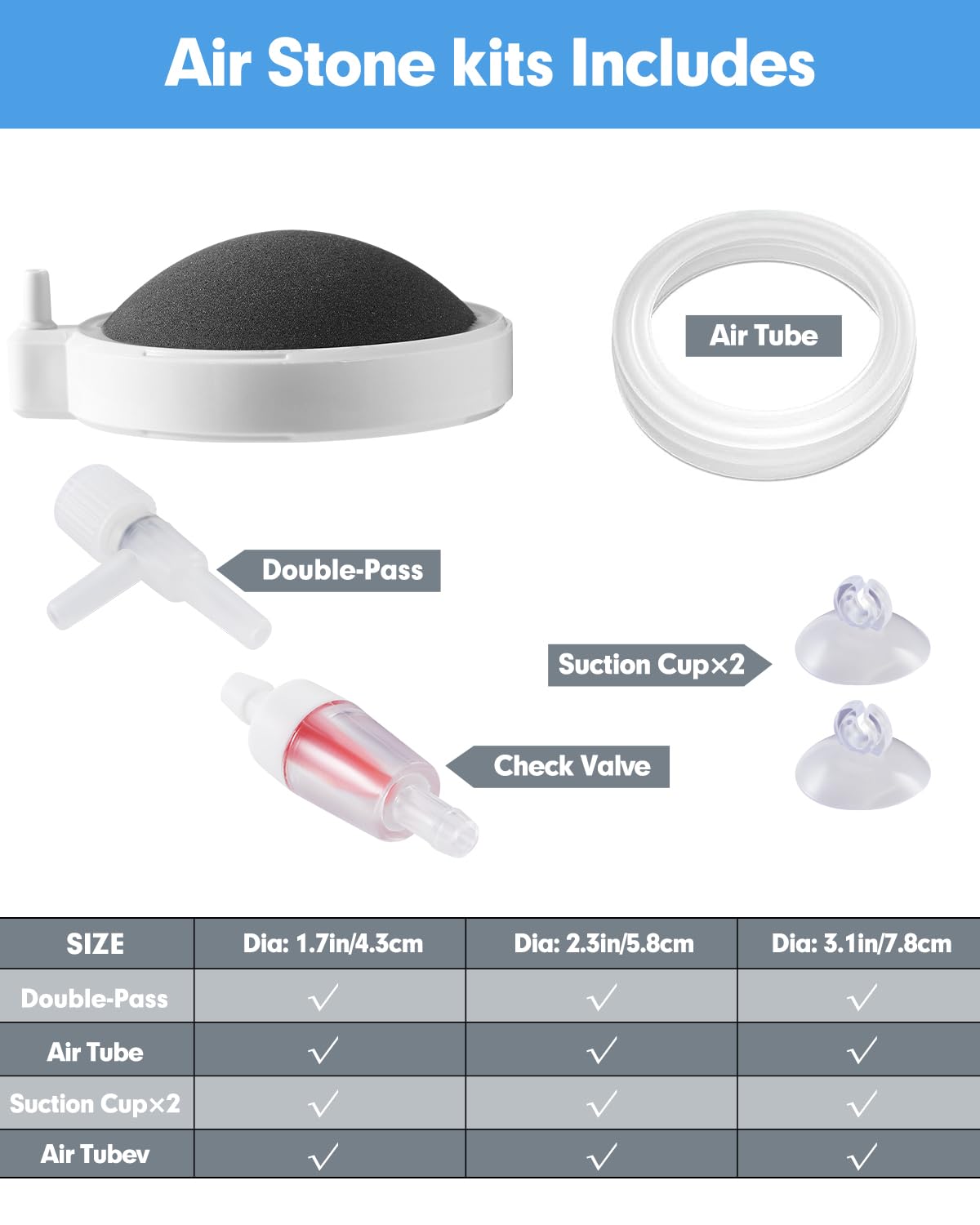 3.2 Inch Nano Air Bubble Stone for Aquarium Fish Tank - High Oxygenation Aerator & Bubbler Accessory for Hydroponics, Pond, and Air Pump Systems - Perfect for Freshwater & Saltwater Tanks
