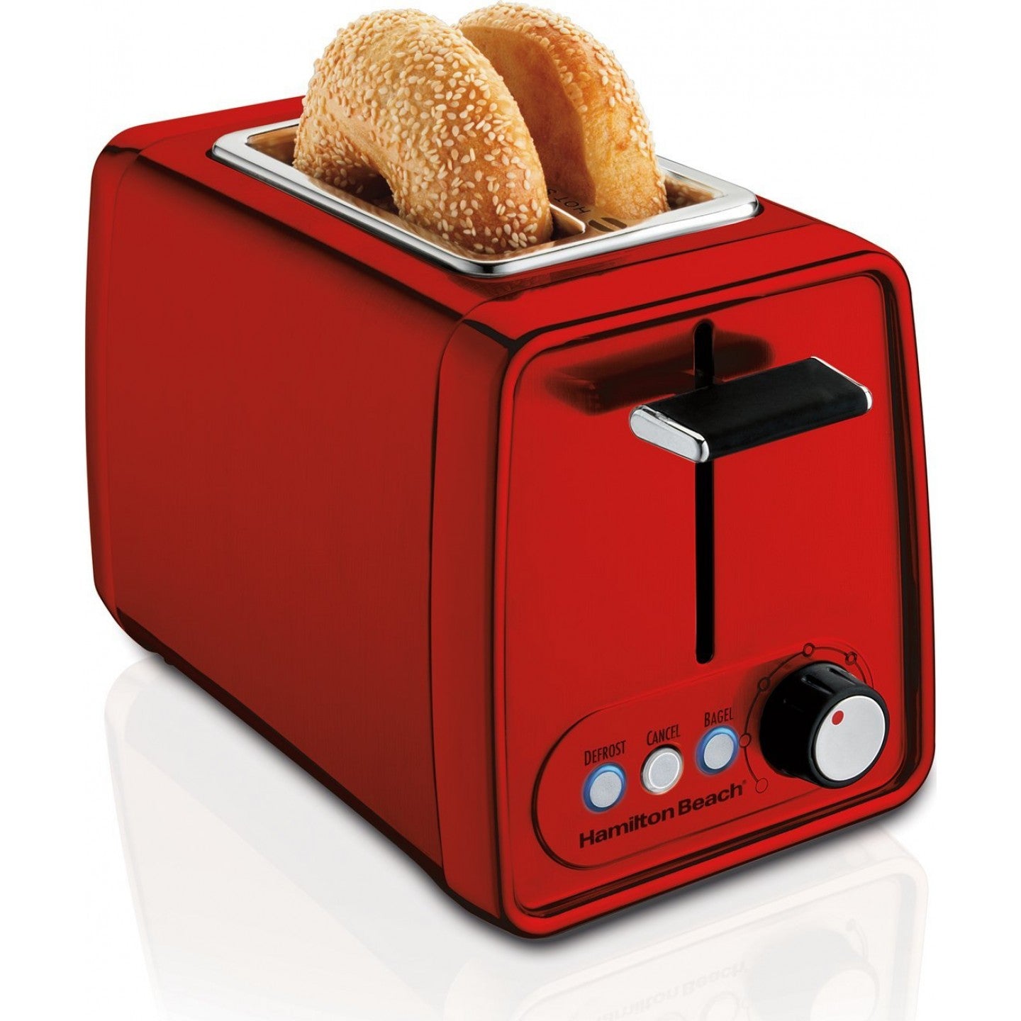 Hamilton Beach 2-Slice Toaster - Modern Red Chrome Design (Model 22793C) - Perfect for Breakfast, Office, Dorm & Small Kitchens