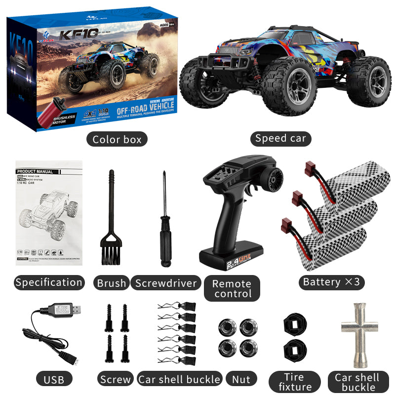 KFPLAN KF10 1/10 Scale Brushless RC Car - 4WD High Speed Remote Control Racing Car 50km/h - Perfect for Off-Road Racing, Backyard Driving & RC Hobby Enthusiasts
