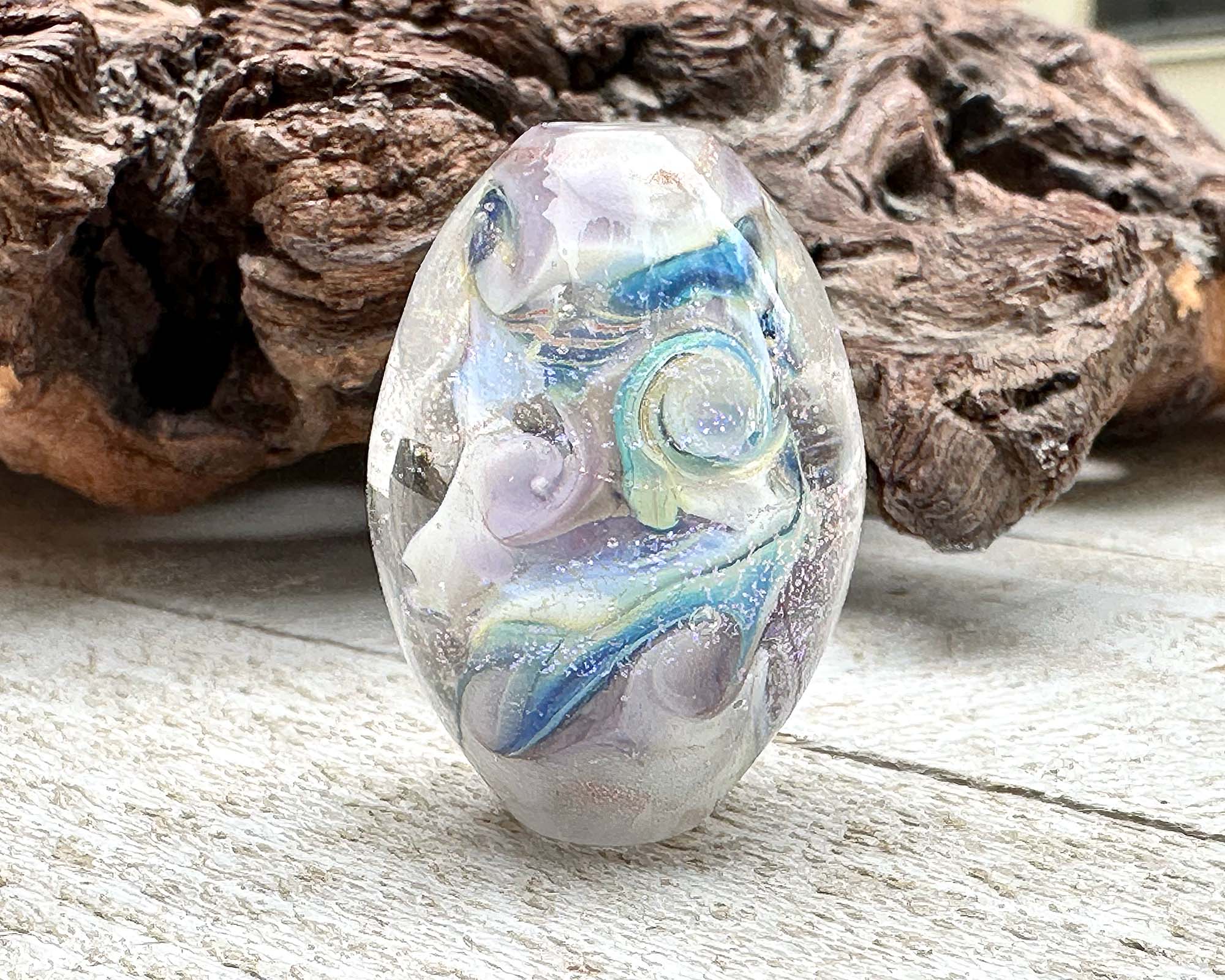 Tidal Mist Dichroic Glass Lampwork Focal Bead - Handmade Artisan Jewelry Bead for Necklace, Bracelet & DIY Craft Projects - Perfect for Beaders & Jewelry Makers
