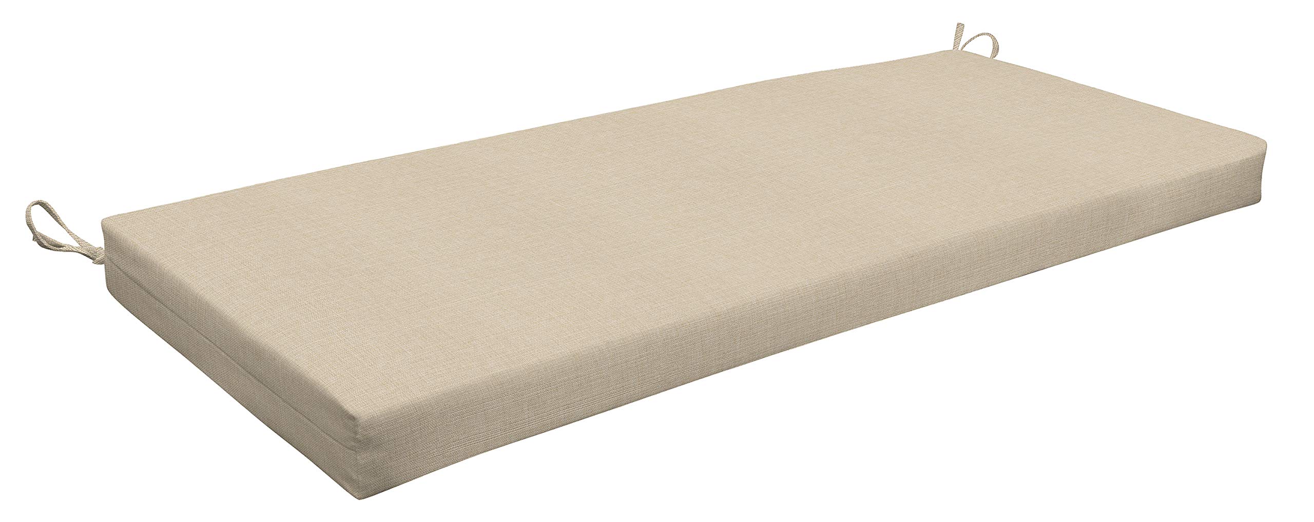 Honeycomb Textured Solid Almond Bench Cushion - 44x18.5x3 Inch Indoor/Outdoor Reversible Patio Seat Pad with Recycled Fiberfill, Weather Resistant & Comfortable - Perfect for Garden, Deck, Poolside and Porch Furniture