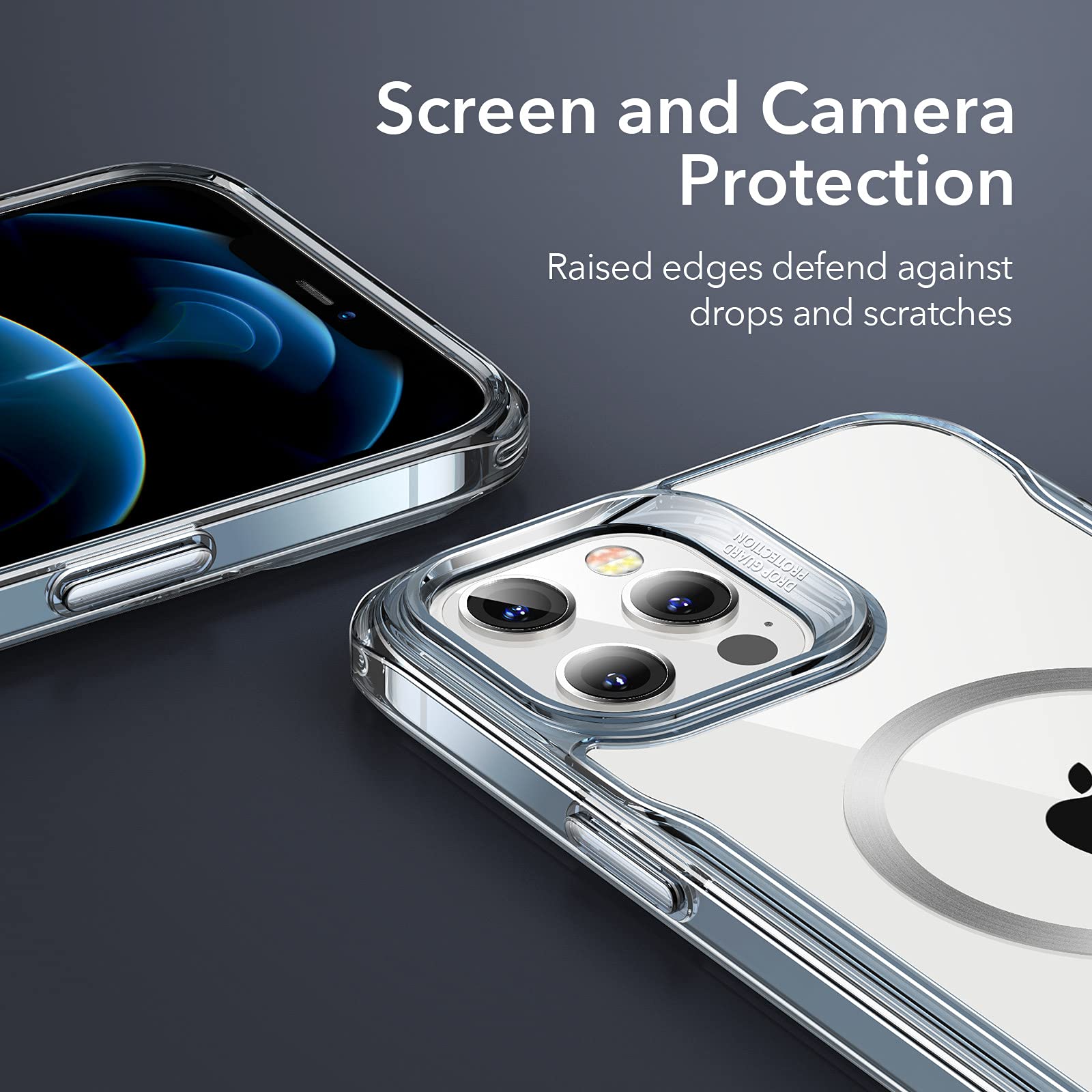 ESR Magnetic Phone Case for iPhone 12 Pro Max - MagSafe Compatible, Scratch-Resistant Back & Grippy Protective Frame | HaloLock Hybrid Sidekick Case (Blue) - Perfect for Everyday Protection, Wireless Charging & Secure Grip