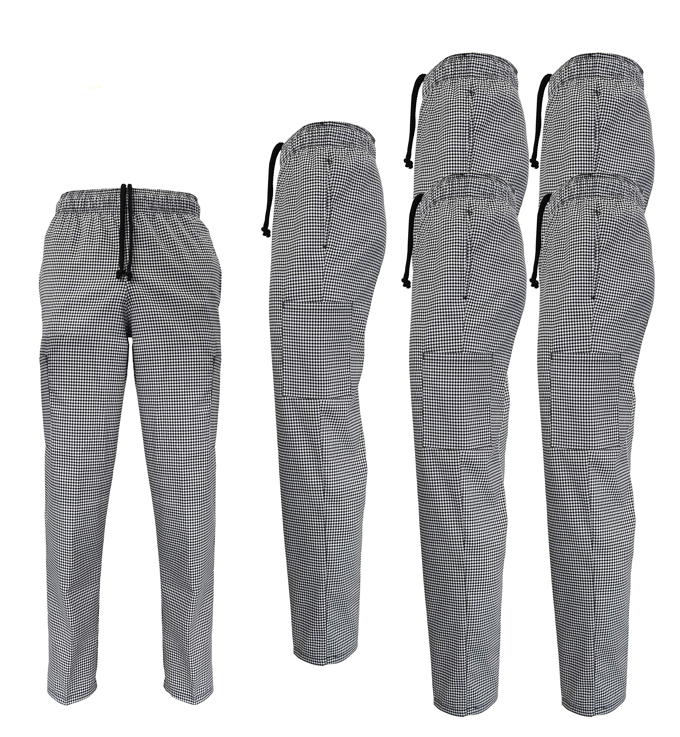 Premium 6-Pack Men's Classic Houndstooth Chef Pants - Breathable & Durable Kitchen Uniforms for Professional Cooks - Perfect for Restaurants, Culinary Schools & Home Cooking