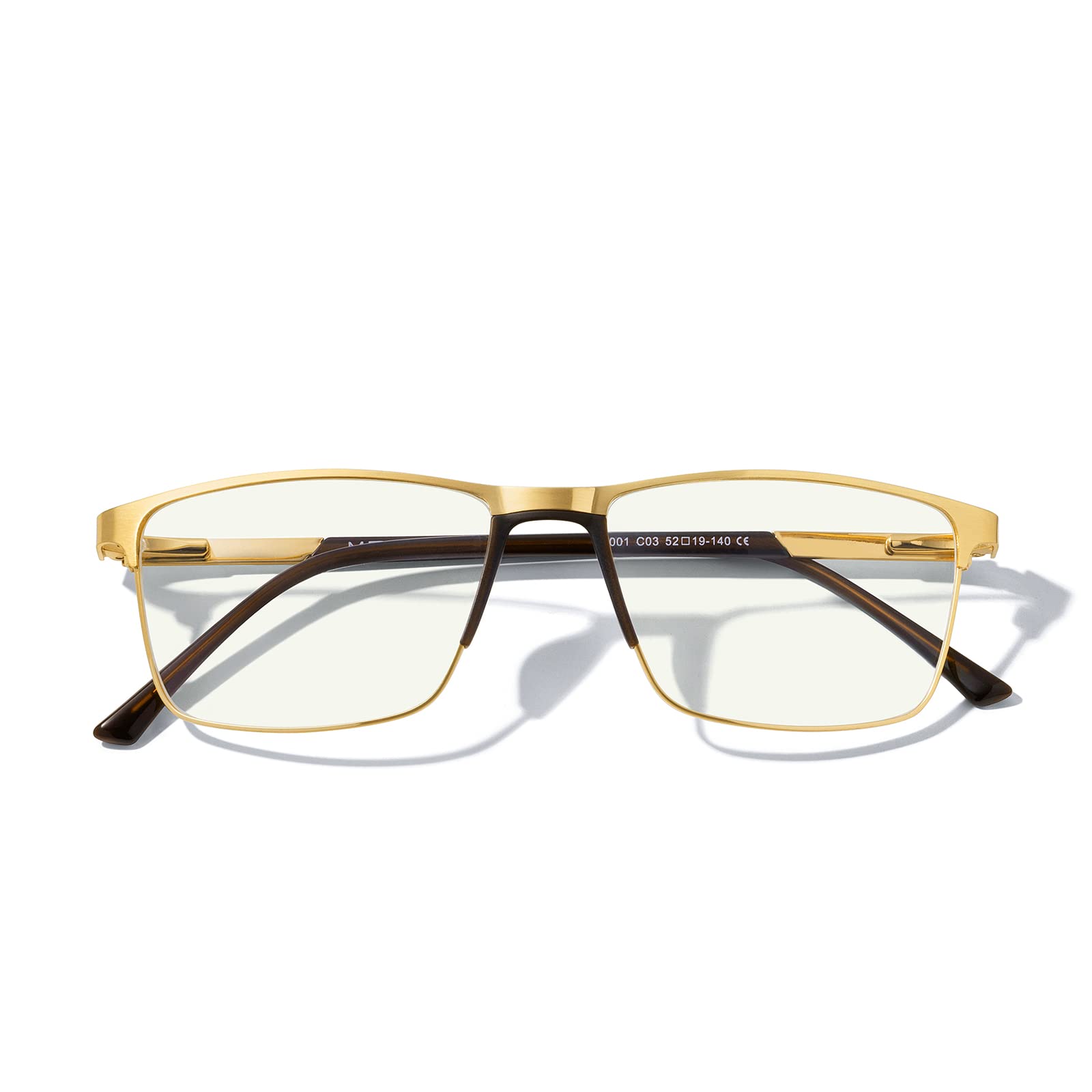 Blue Light Blocking Glasses for Men - Anti Eye Strain Reading Glasses with Metal Frame & Spring Hinge | Computer Glasses for Office Work, Gaming & Screen Time