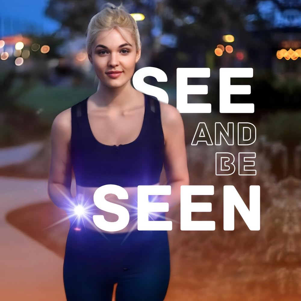 Ultra Bright LED Running Lights for Runners - Rechargeable Safety Lights with Flood Beams & Charging Dock - Essential Night Running Gear for Jogging, Walking, and Outdoor Activities - Stay Visible During Early Morning or Evening Workouts