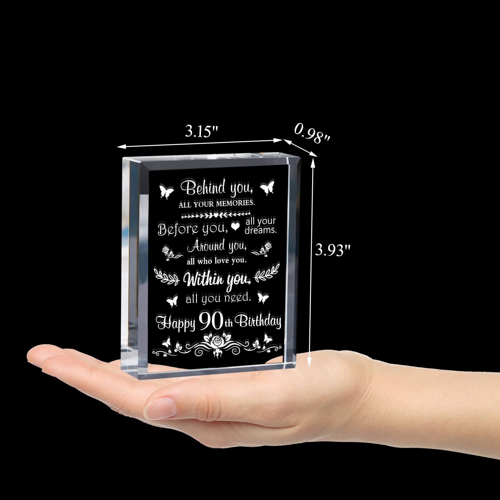 90th Birthday Gifts for Women & Men Born in 1935 - Personalized Laser Crystal Keepsake for Mom, Dad, Grandma, Grandpa & Friends - Perfect for Anniversary, Retirement & Milestone Celebrations
