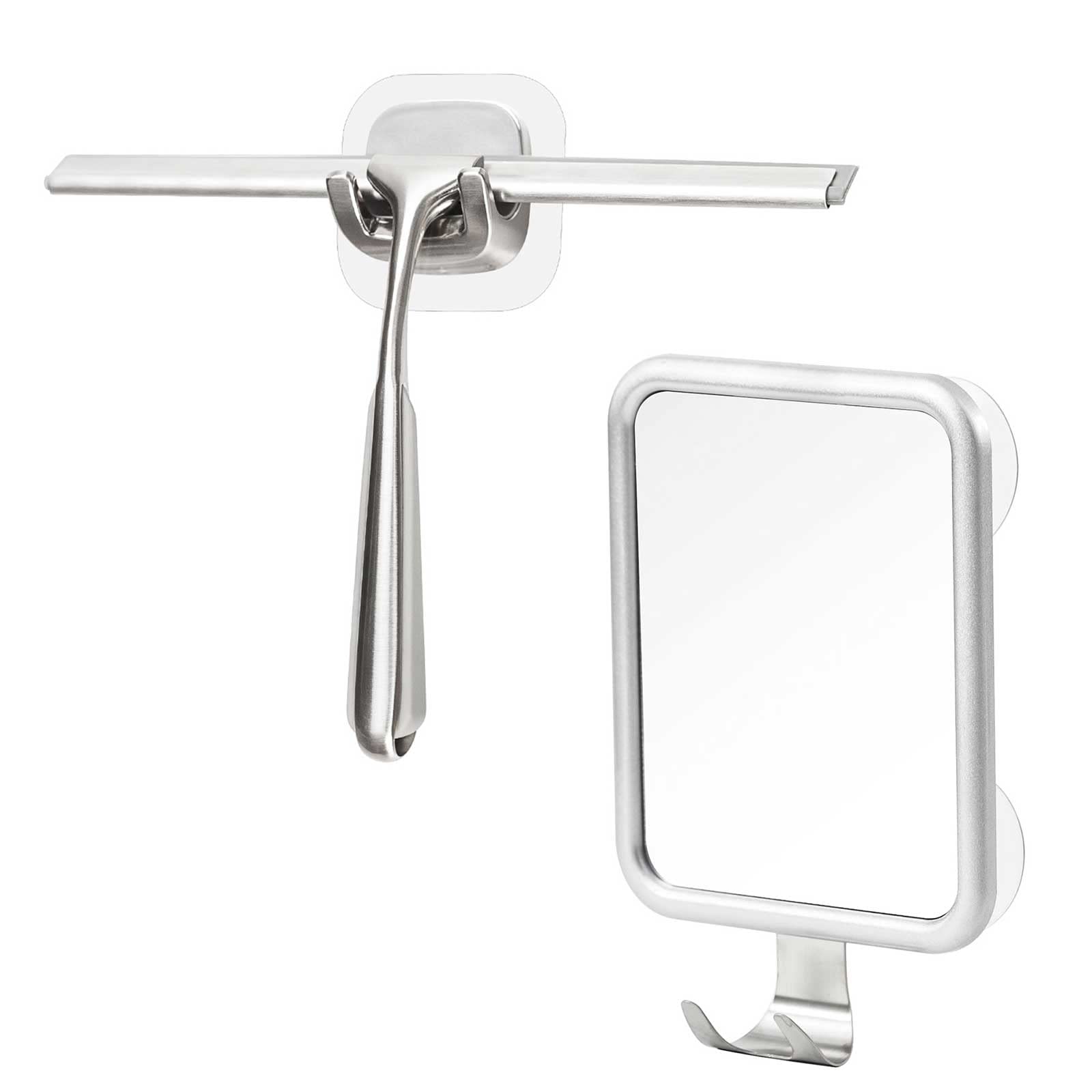 Ettori Fogless Shower Mirror for Shaving with Squeegee - Anti-Fog Bathroom Mirror & Glass Door Cleaner for Men's Grooming and Shower Cleaning