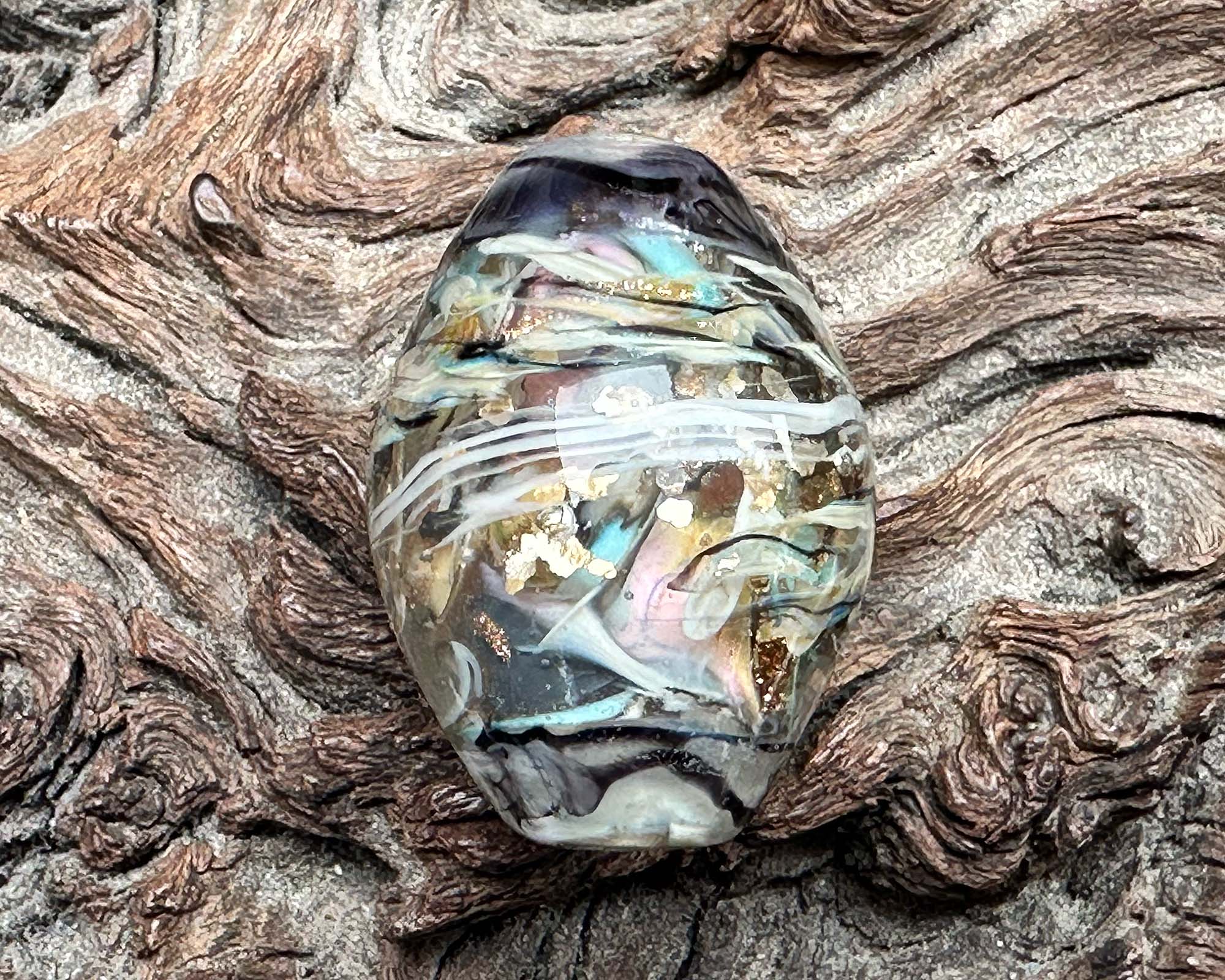 Handmade Cosmic Golden Twist Lampwork Glass Focal Bead for Jewelry Making - Perfect for Necklaces, Bracelets & DIY Craft Projects