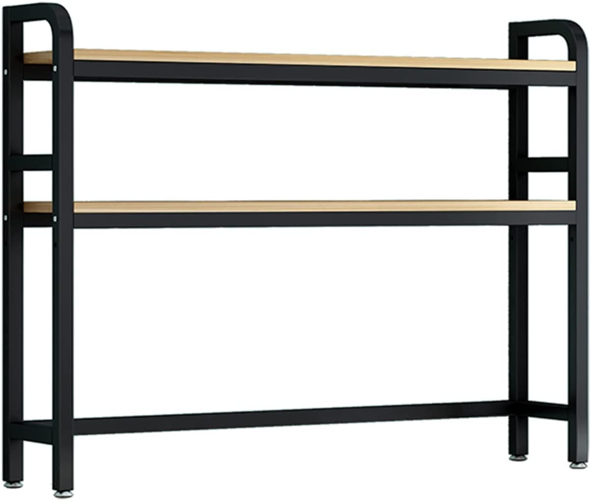 2 Tier Wood and Metal Countertop Bookshelf - Adjustable Computer Desk Organizer for Home, Office & Dorm - 45.3