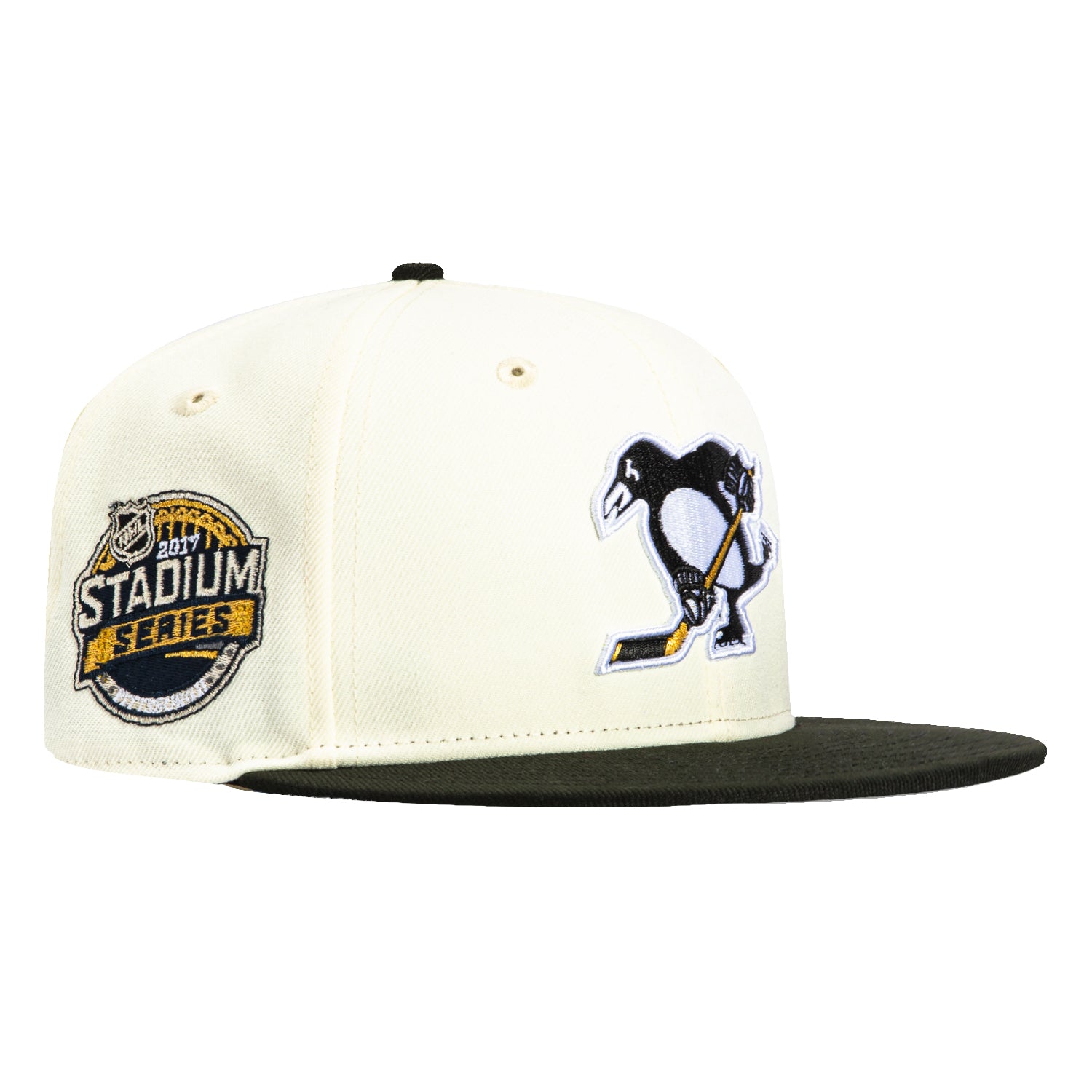 New Era 59Fifty Pittsburgh Penguins 2017 Stadium Series Patch Hat - White & Black Snapback Cap for Hockey Fans & Sports Enthusiasts - Perfect for Games, Tailgating & Casual Wear