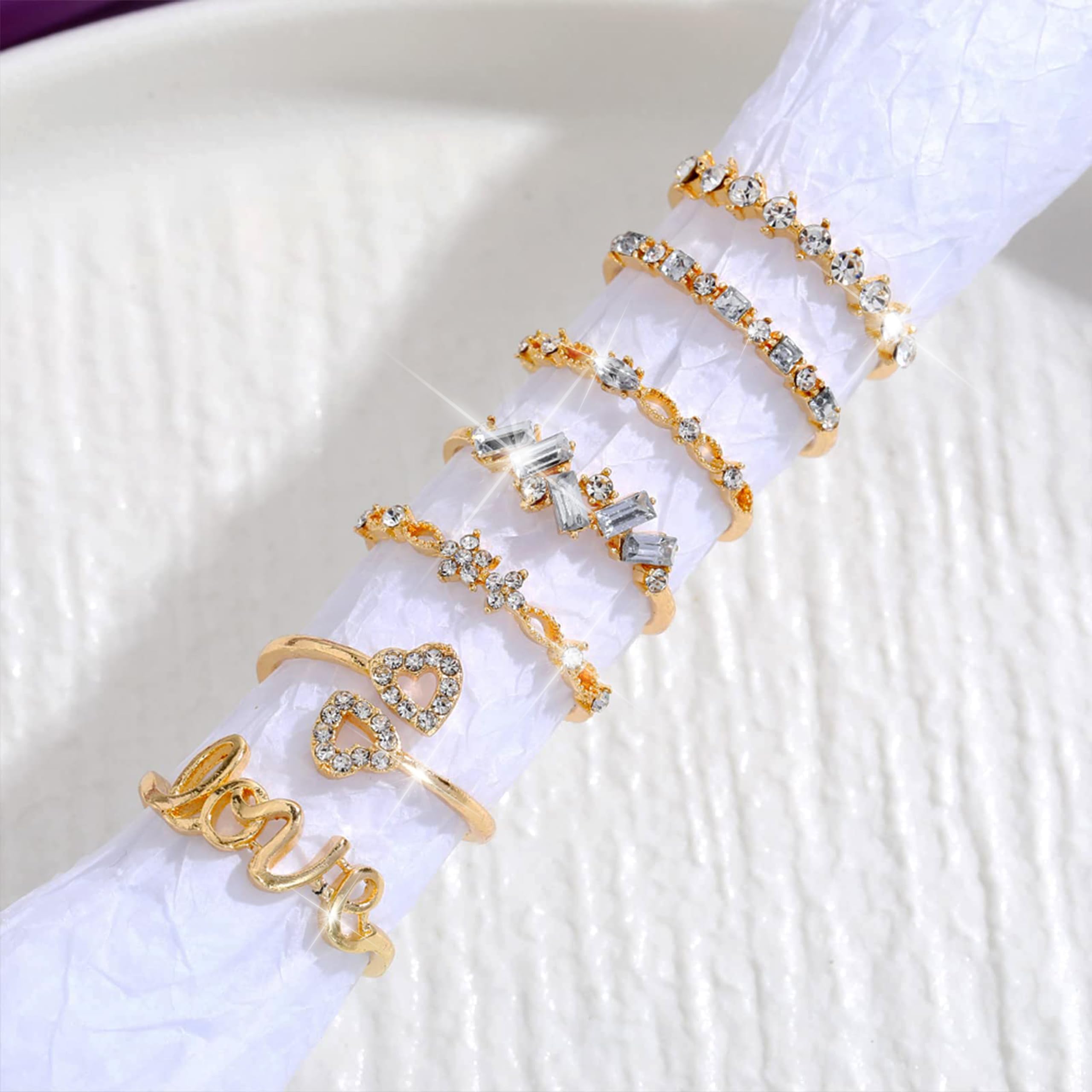 Trendy Gold Stackable Rings for Women - Boho Star Moon Heart Knuckle Rings Set, Minimalist Jewelry Pack for Birthday Gifts, Easter Basket Stuffers | Perfect for Everyday Wear, Layering & Special Occasions