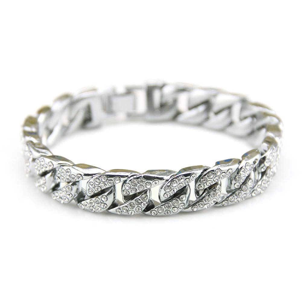 BEUU Men's & Women's Cuban Link Chain Bracelet - Stainless Steel Iced Out Gold Plated Hip Hop Jewelry for Party, Gifts & Everyday Wear