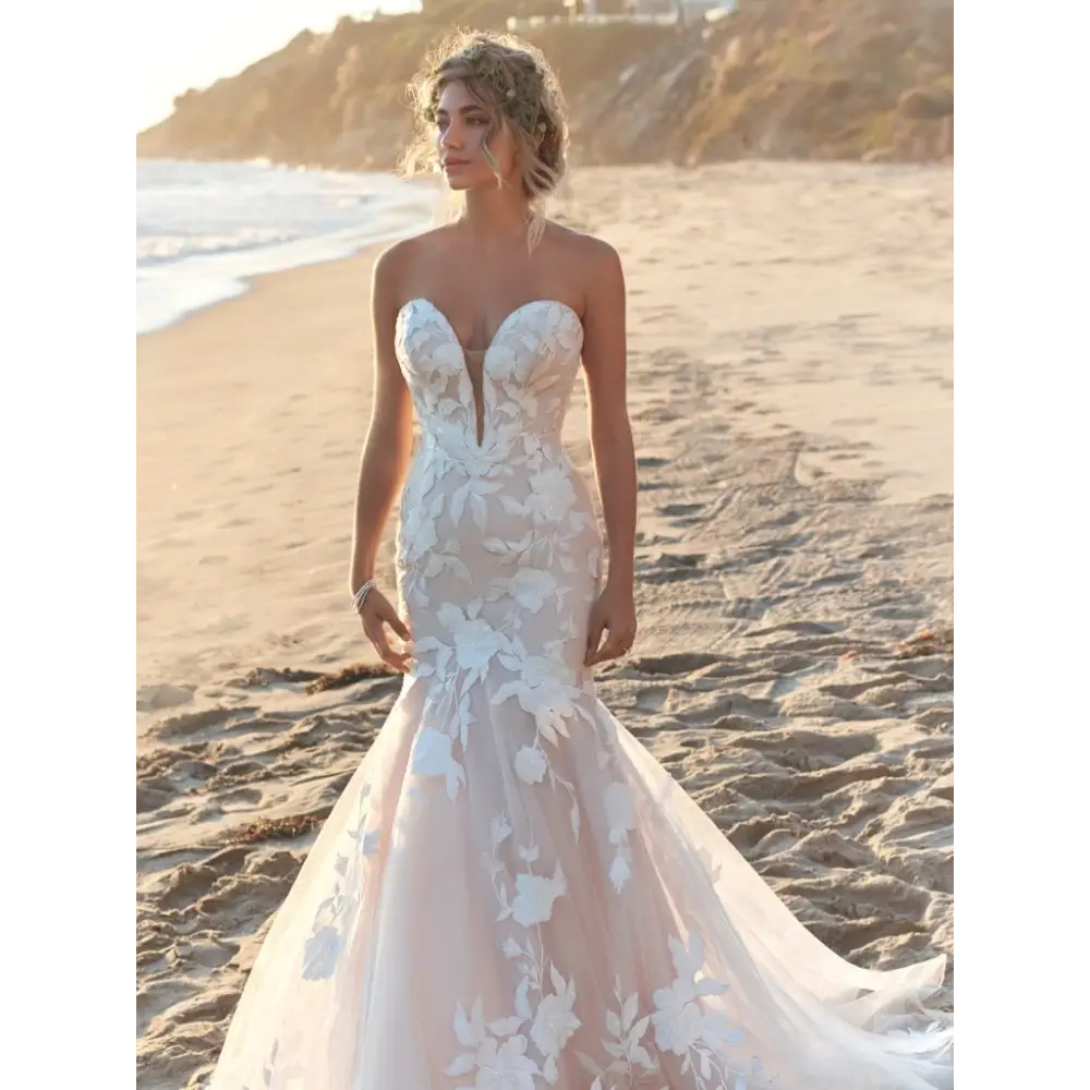 Rebecca Ingram Hattie - Elegant Lace Wedding Dress with Long Sleeves & Cathedral Train | Perfect for Bridal Ceremony, Formal Events & Romantic Photoshoots