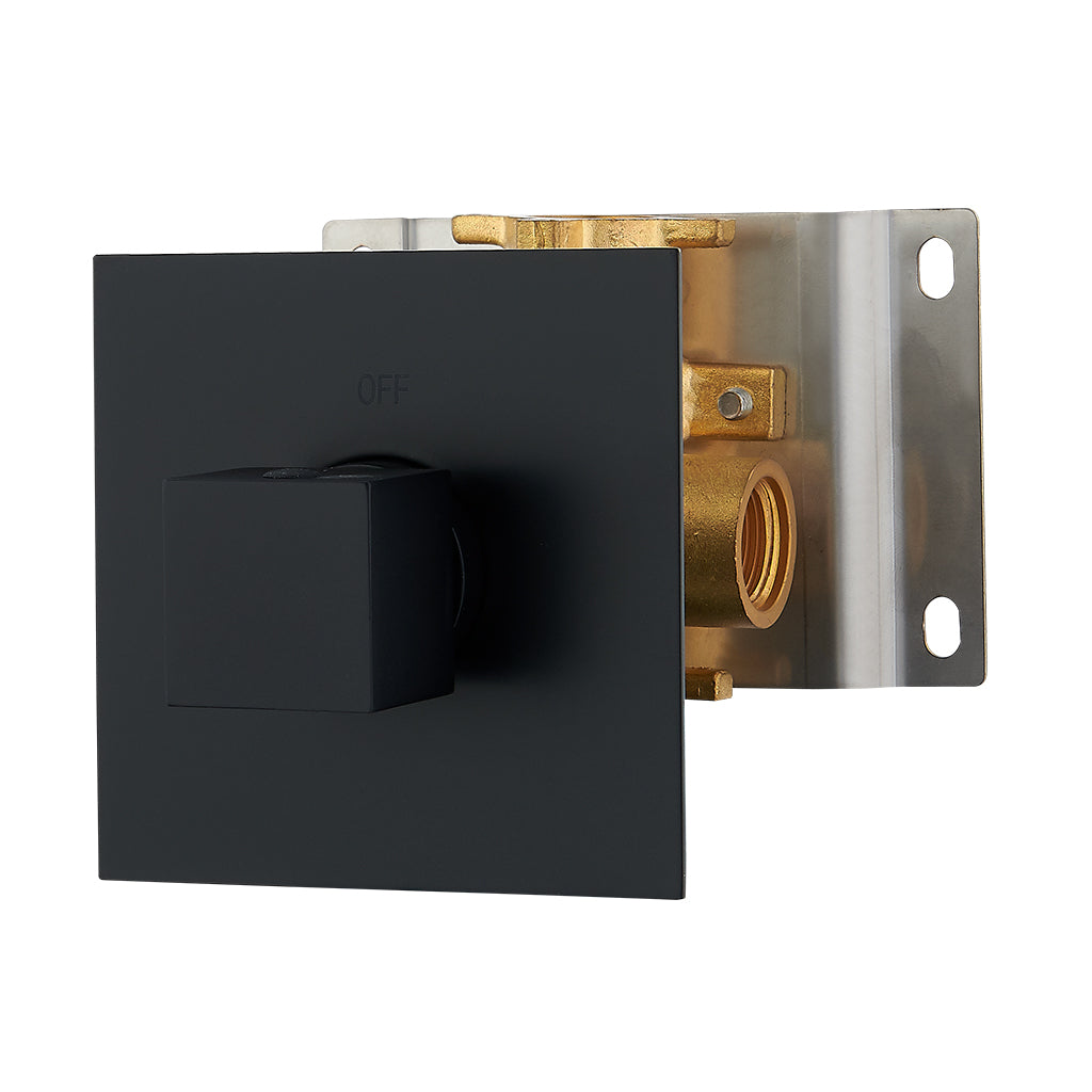 DAX 1053 SQ BL 3-Way Concealed Diverter Valve - Matte Black Finish for Shower, Bath, and Tub Faucet Systems