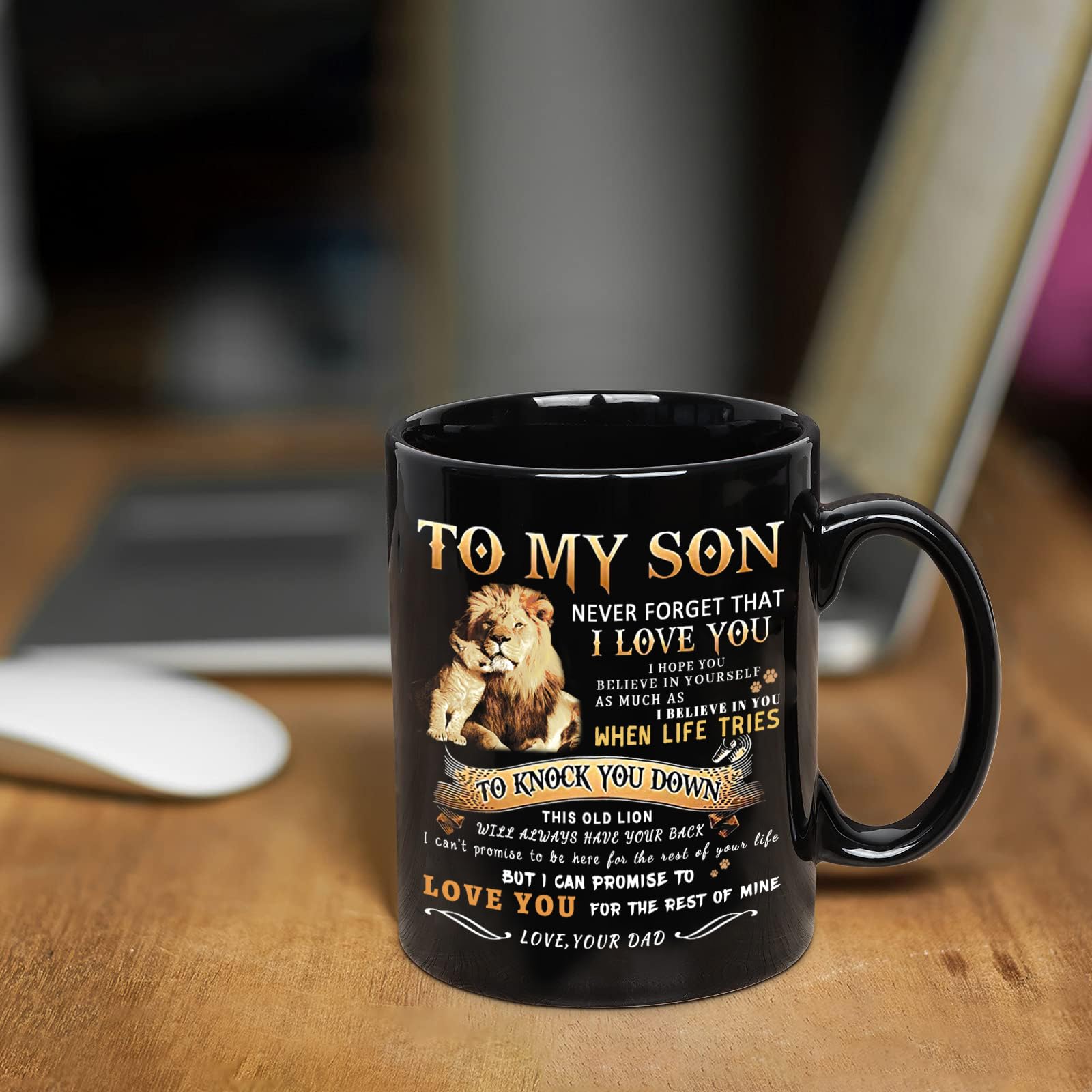 Shqiueos 11 Oz Inspirational Coffee Mug for Son - Perfect Birthday, Graduation, Father's Day & Christmas Gift from Dad - Heartwarming Keepsake for Adult Sons to Enjoy Morning Coffee at Home or Office