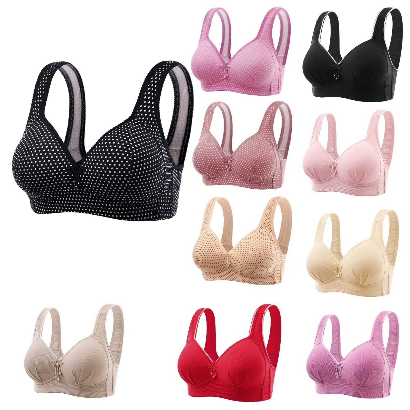 Wireless Push Up Bras for Women - Plus Size Sexy Comfortable Everyday Bra with Wide Straps & Back Buckle, Seamless Sleep Underwear - Perfect for Work, Lounge & Nightwear