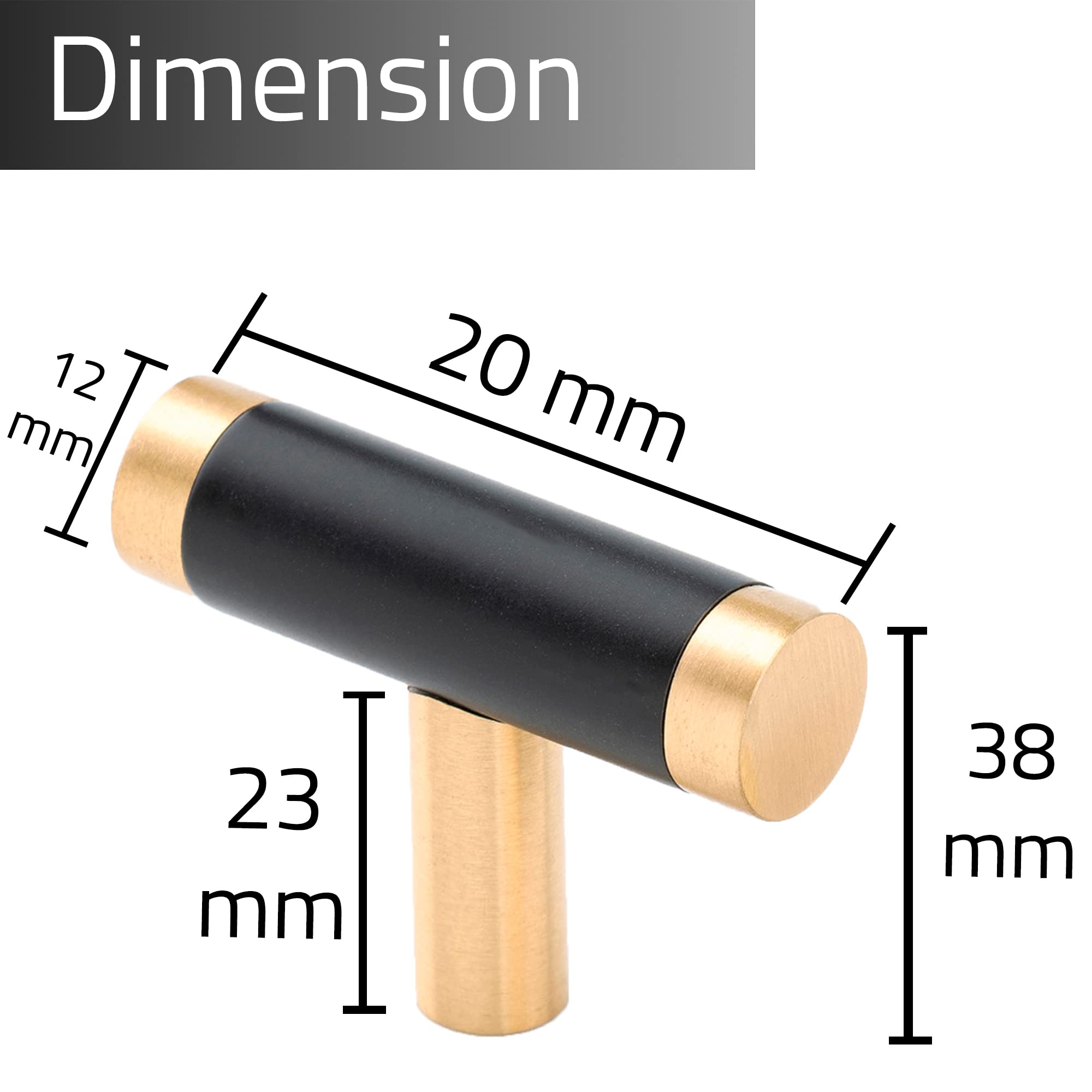 Gold Cabinet Handles & Black Drawer Pulls - 5 Pack Kitchen Cabinet Hardware for Dresser, Bedroom & Bathroom - Elegant Gold & Black Knobs for Home Decor & DIY Projects