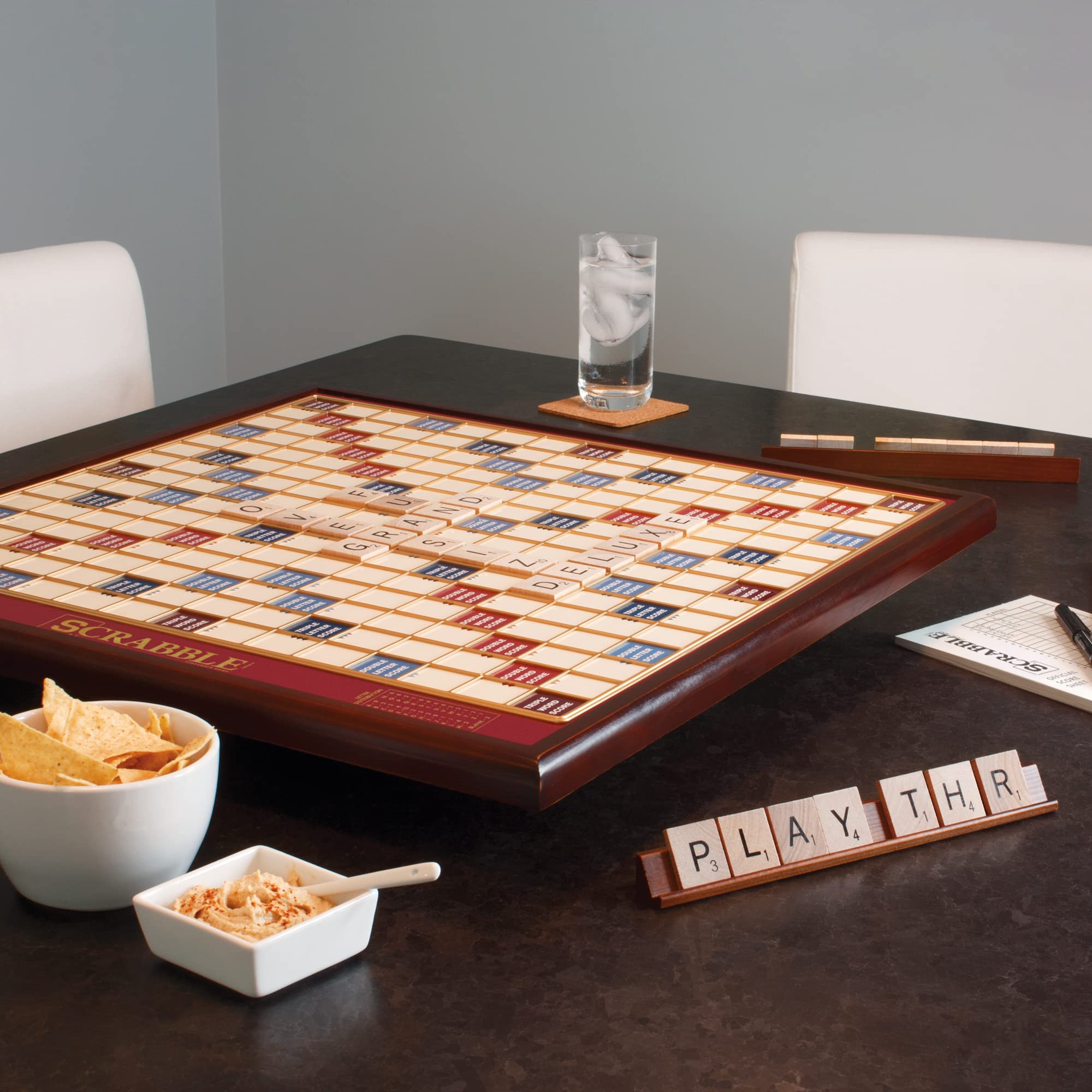 Scrabble Giant Deluxe Edition with Rotating Wooden Board - Family Word Game for Adults & Kids - Perfect for Game Nights, Parties & Classroom Learning